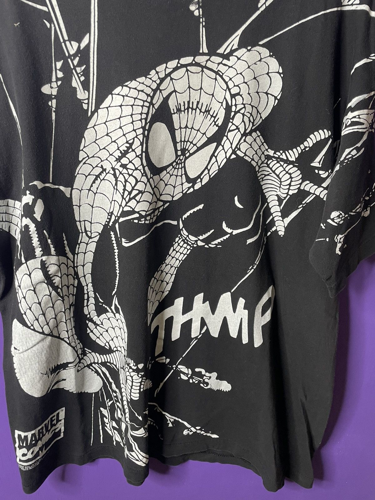 Marvel Comics × Vintage Vintage 1993 Spider-Man “THWIP” webs AOP t-shirt Size US XL / EU 56 / 4 - 3 Thumbnail
