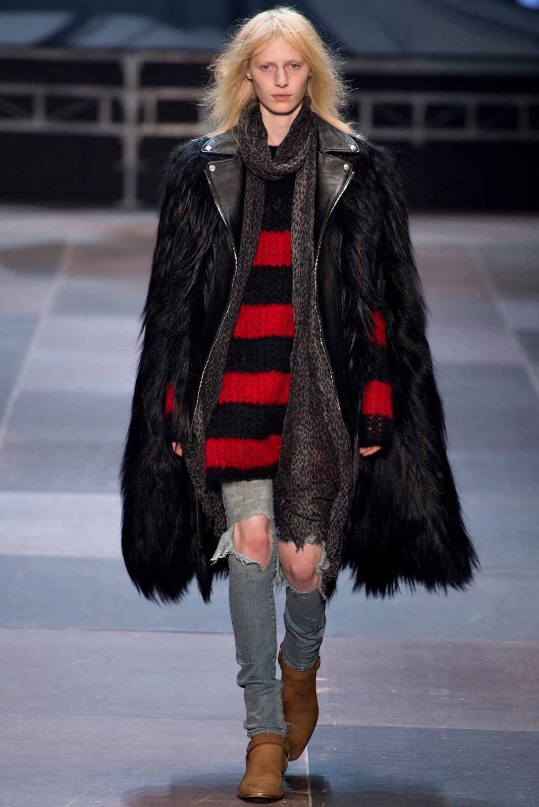 image of Fw13 Hedi Slimane Saint Laurent Menswear Mohair Sweater in Black, Men's (Size XS)