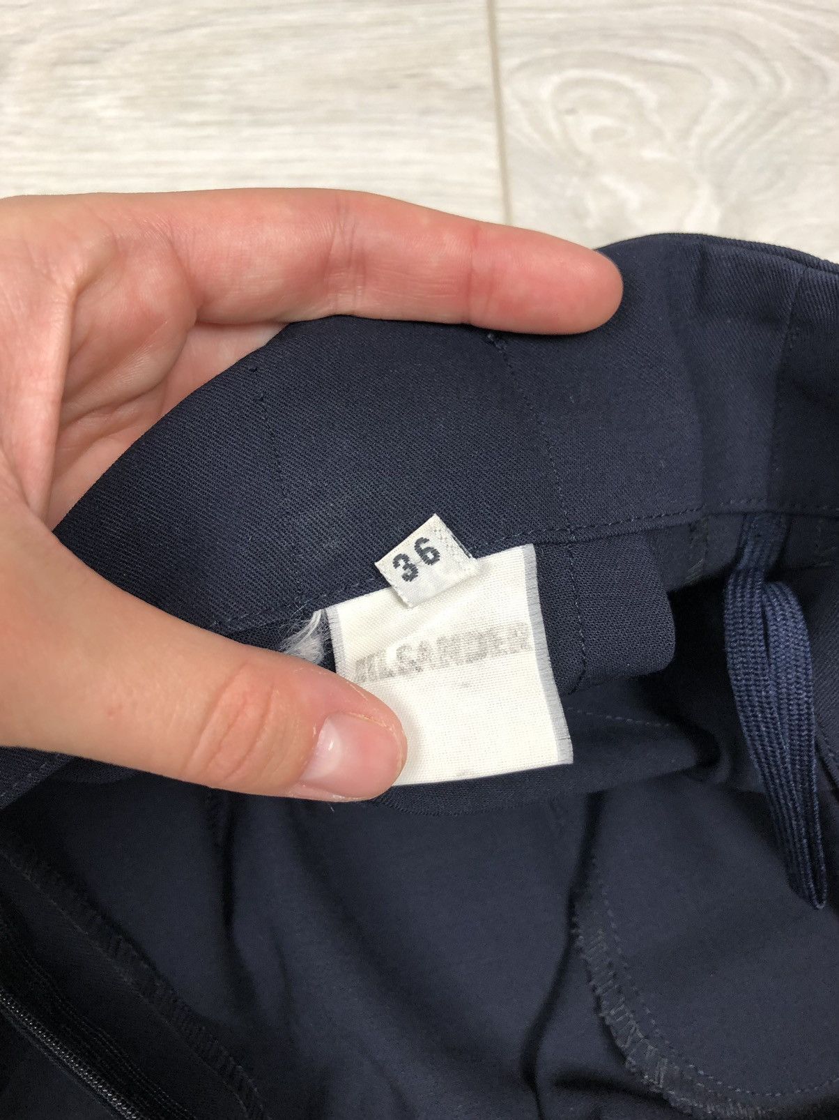 Jil Sander × Vintage Jil Sander Pants Cropped Cotton Navy Drawstring 36 Straight Size 30" / US 8 / IT 44 - 9 Thumbnail