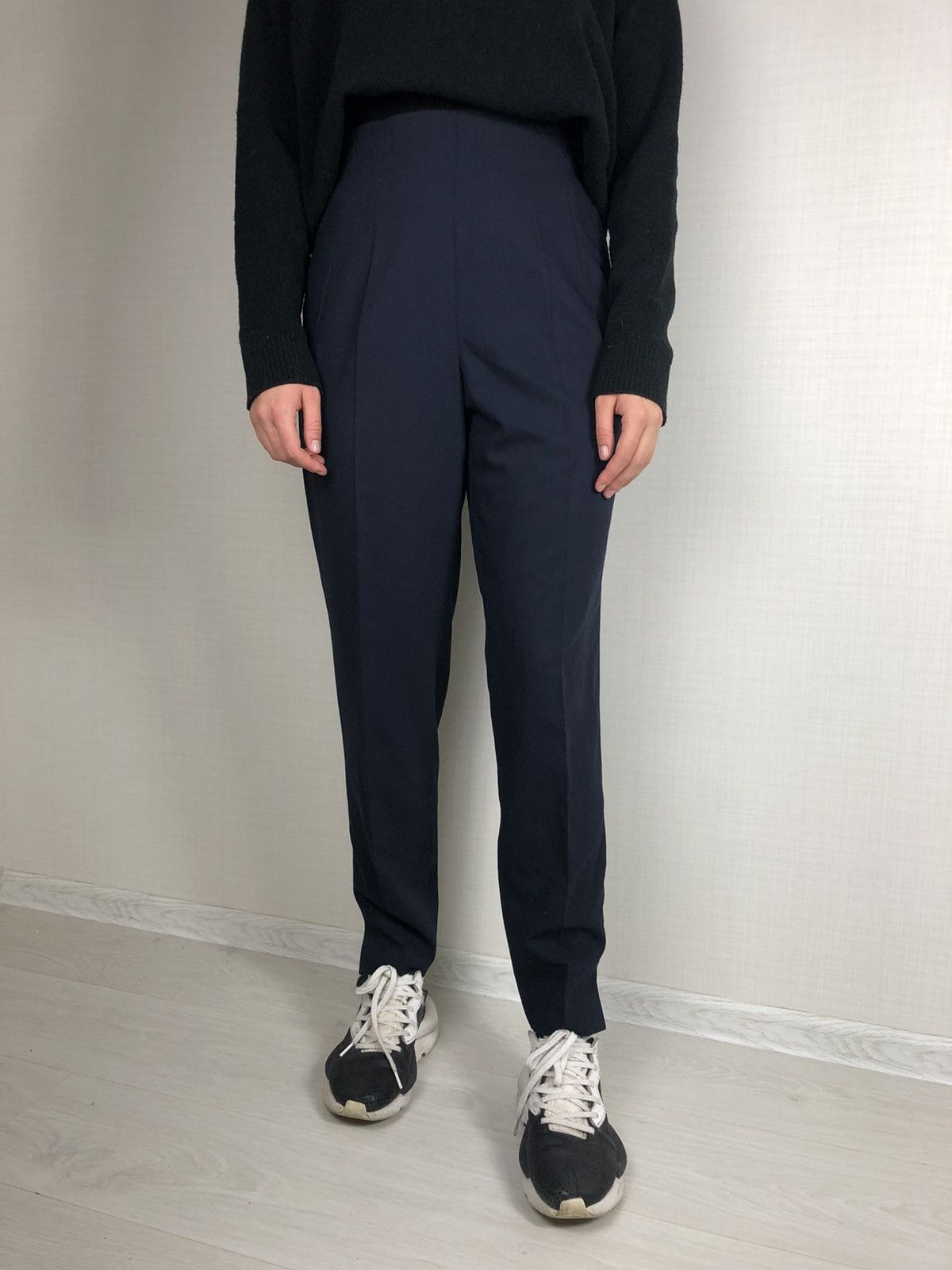 Jil Sander × Vintage Jil Sander Pants Cropped Cotton Navy Drawstring 36 Straight Size 30" / US 8 / IT 44 - 1 Thumbnail
