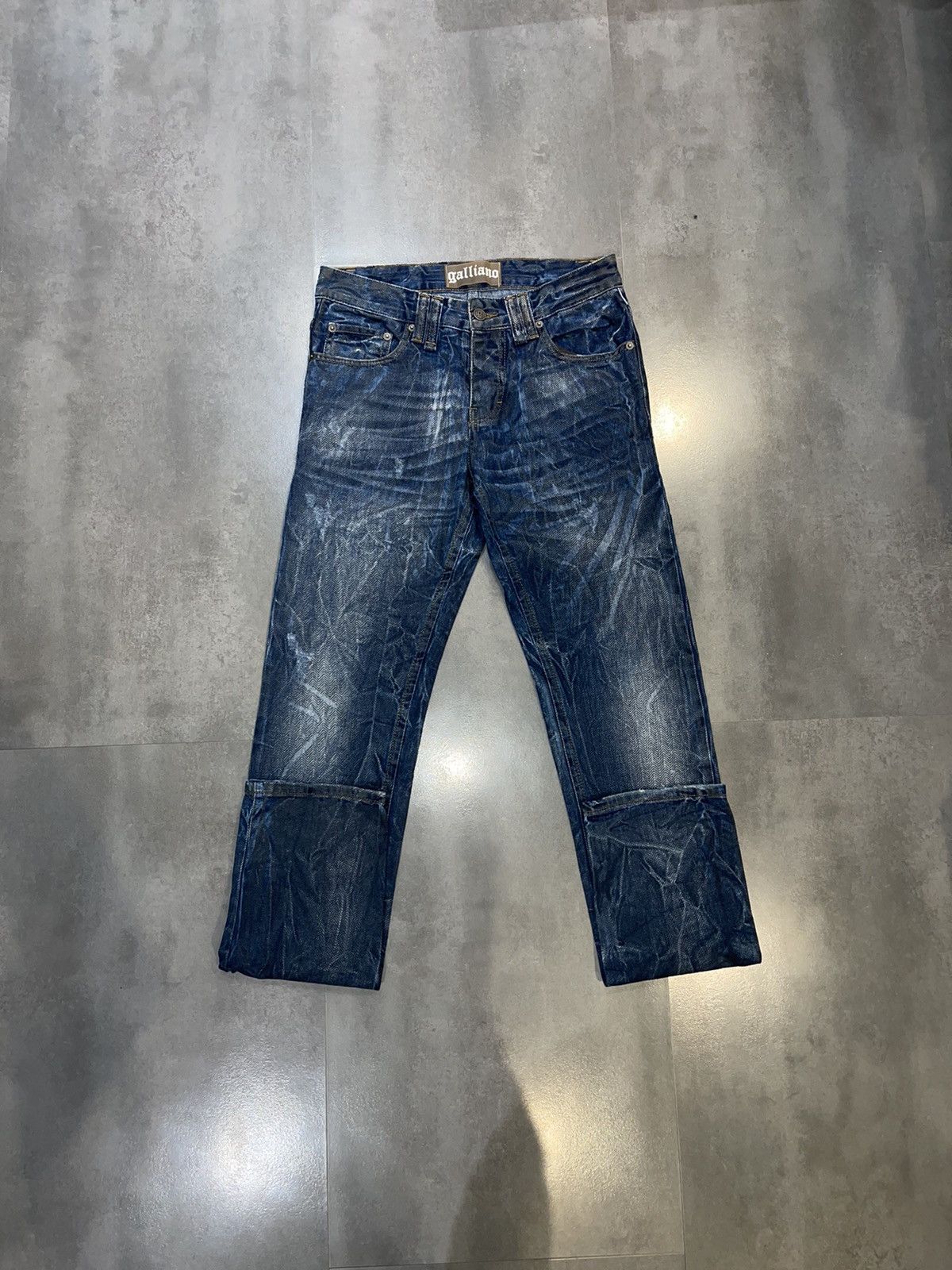 John Galliano Galliano Distressed Waxed Denim Pants Size US 29 - 10 Thumbnail