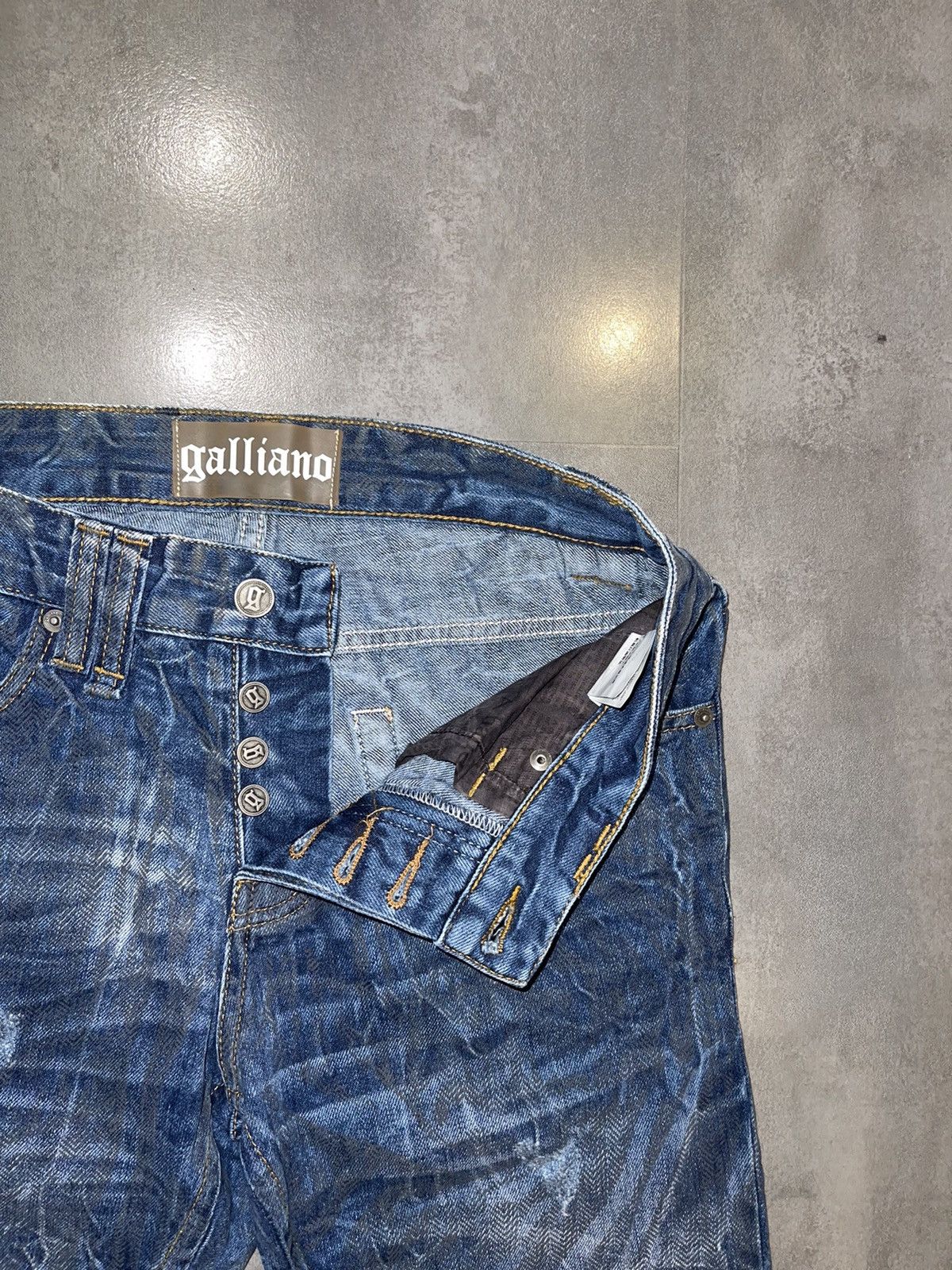 John Galliano Galliano Distressed Waxed Denim Pants Size US 29 - 12 Thumbnail