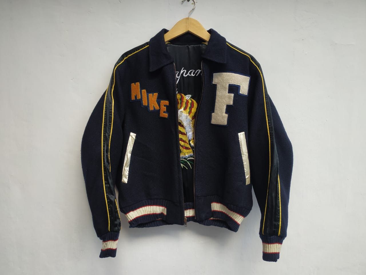 image of Rockability x Sukajan Souvenir Jacket Fit S To M, Vintage Reversible Wool-Rayon Sukajan Jacket (Siz