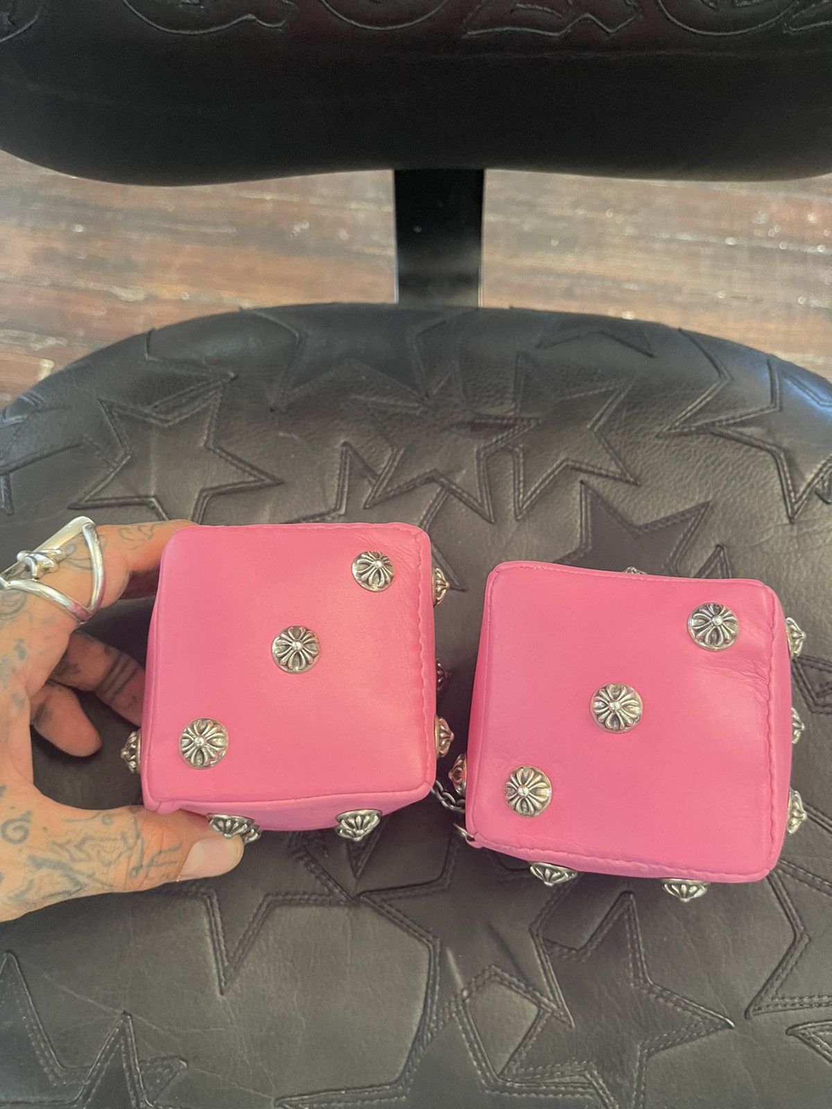 Chrome Hearts Chrome Hearts XL Custom Dashboard DICE Leather Silver Size ONE SIZE - 14 Thumbnail
