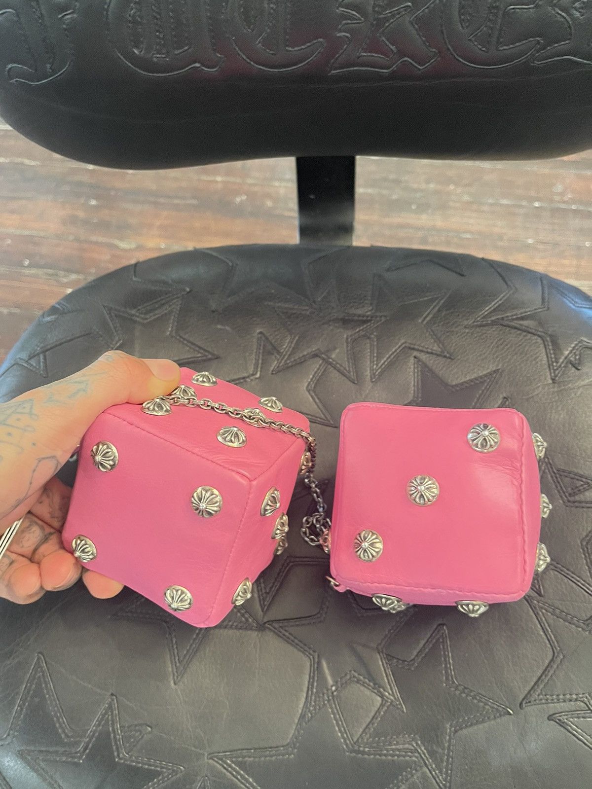 Chrome Hearts Chrome Hearts XL Custom Dashboard DICE Leather Silver Size ONE SIZE - 15 Thumbnail