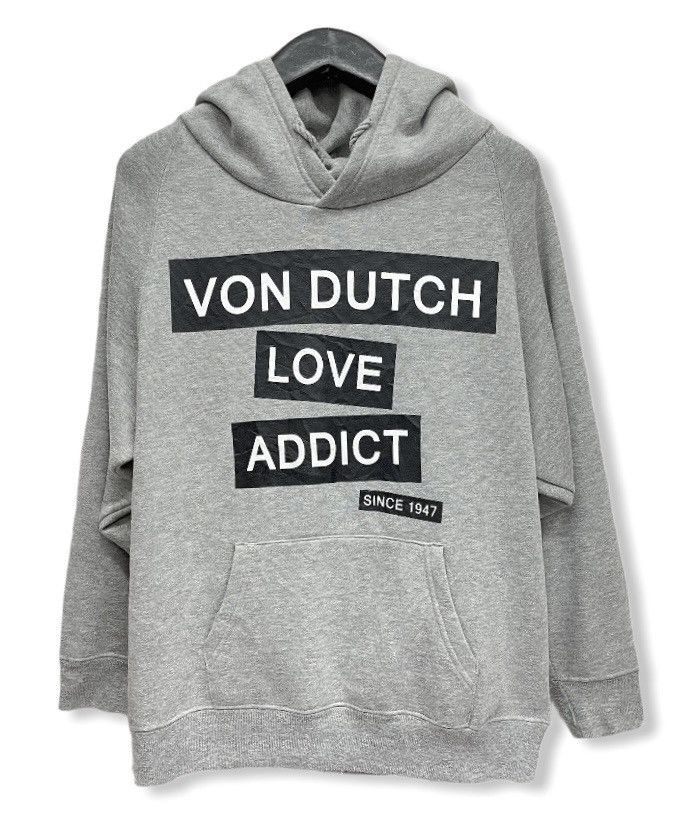 image of Vintage x Von Dutch Firevon Dutch Box Logo Hoodie in Grey, Men's (Size Small)