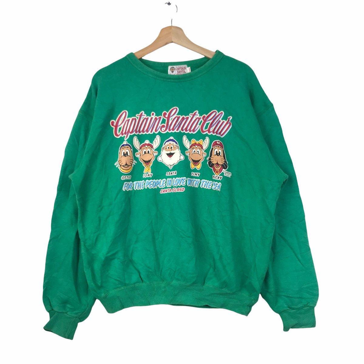 Vtg 1985 CAPTAIN SANTA CLUB Sea Island Cartoon Sweatshirt