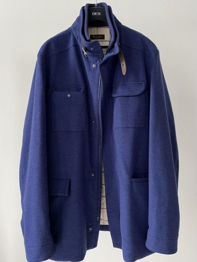 image of Grail! Loro Piana Blue Cashmere Detail Belted Coat, Men's (Size XL)