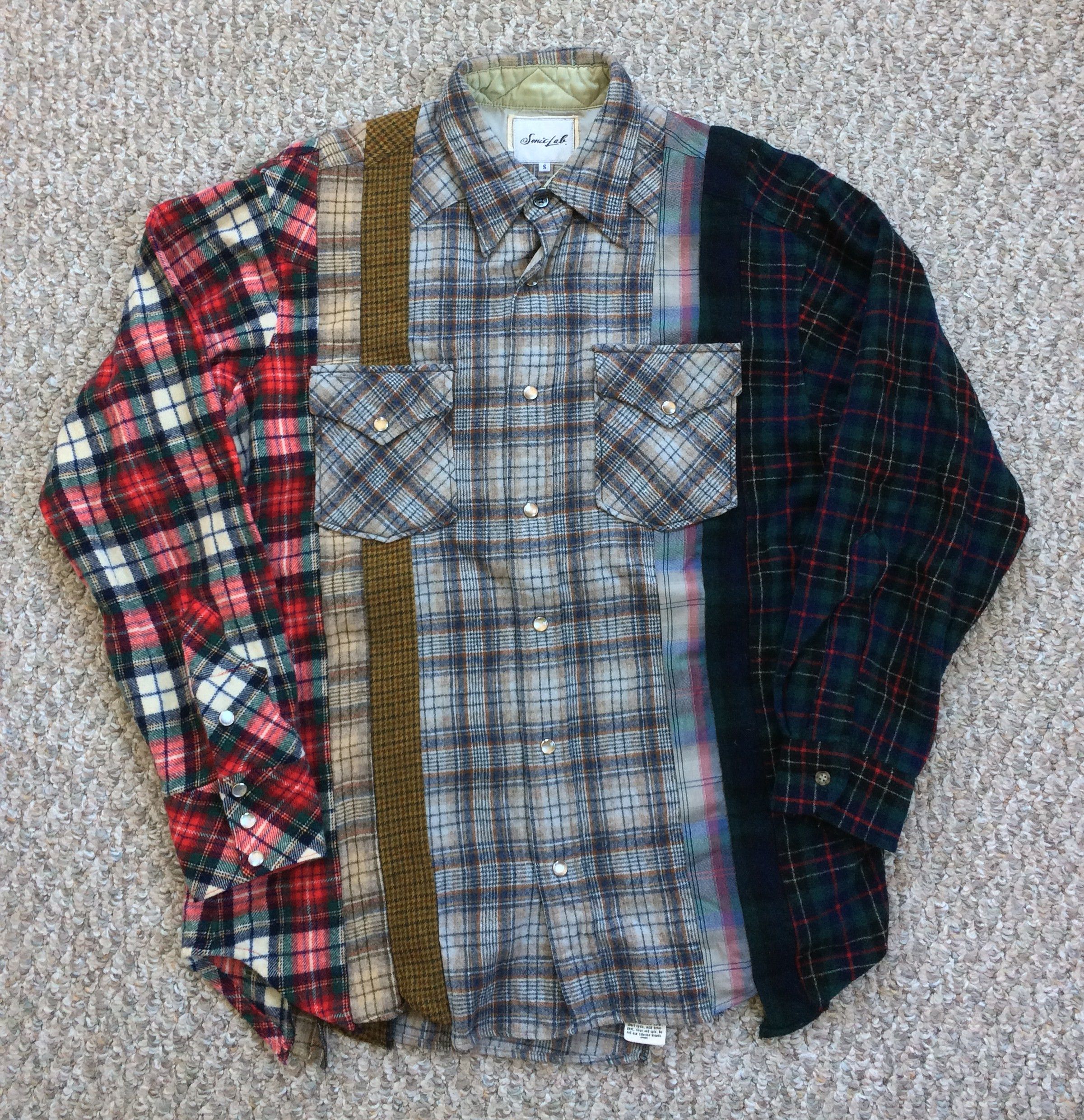 image of Needles x Sonic Lab Early 7 Cut Rebuild Wool Flannel! in Mix, Men's (Size Small)