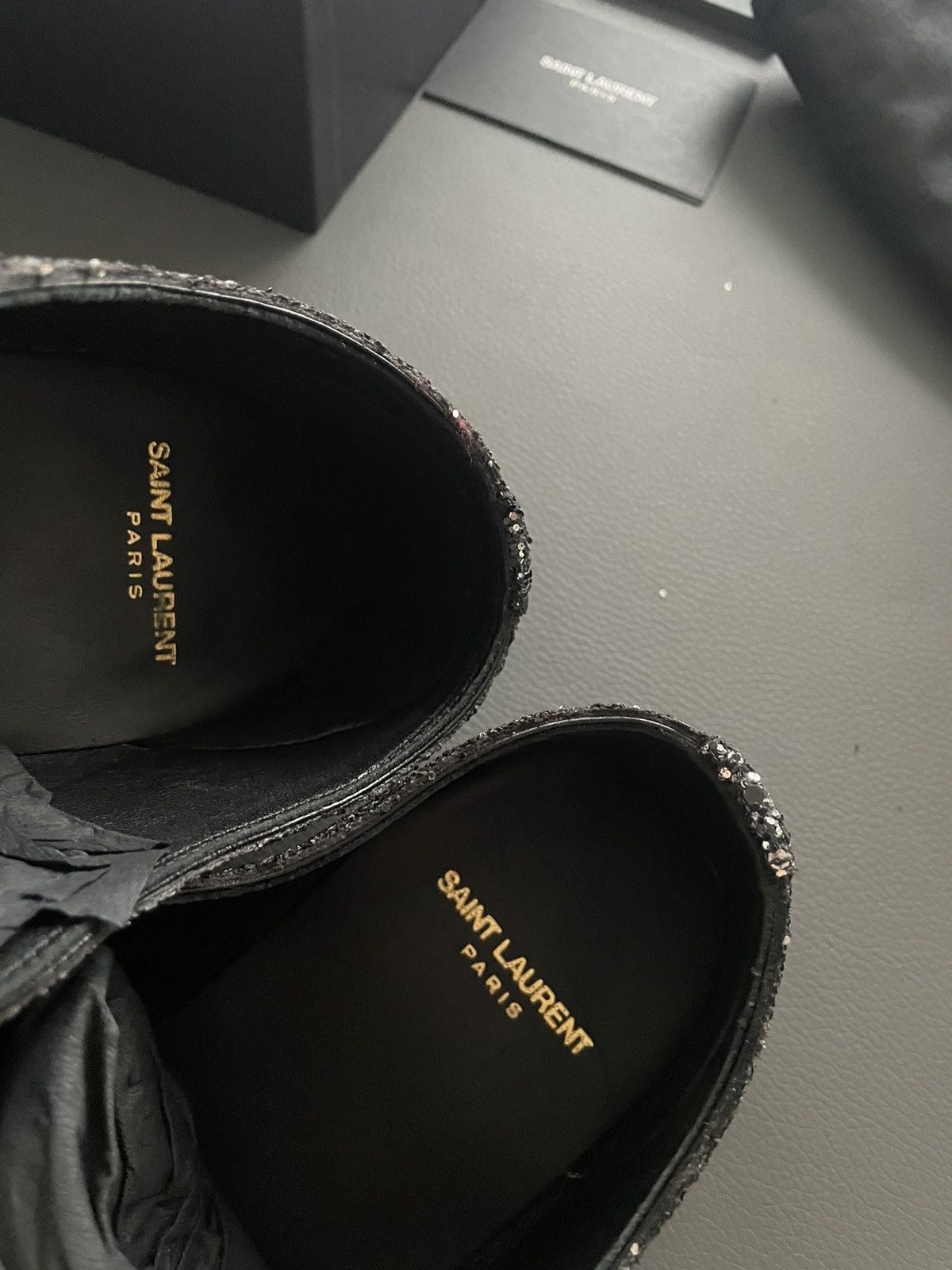 Hedi Slimane × Saint Laurent Paris × Yves Saint Laurent $1,500 BrandNew Super Rare Runway Glitter Galaxy Laceup Shoe Size US 11 / EU 44 - 9 Thumbnail