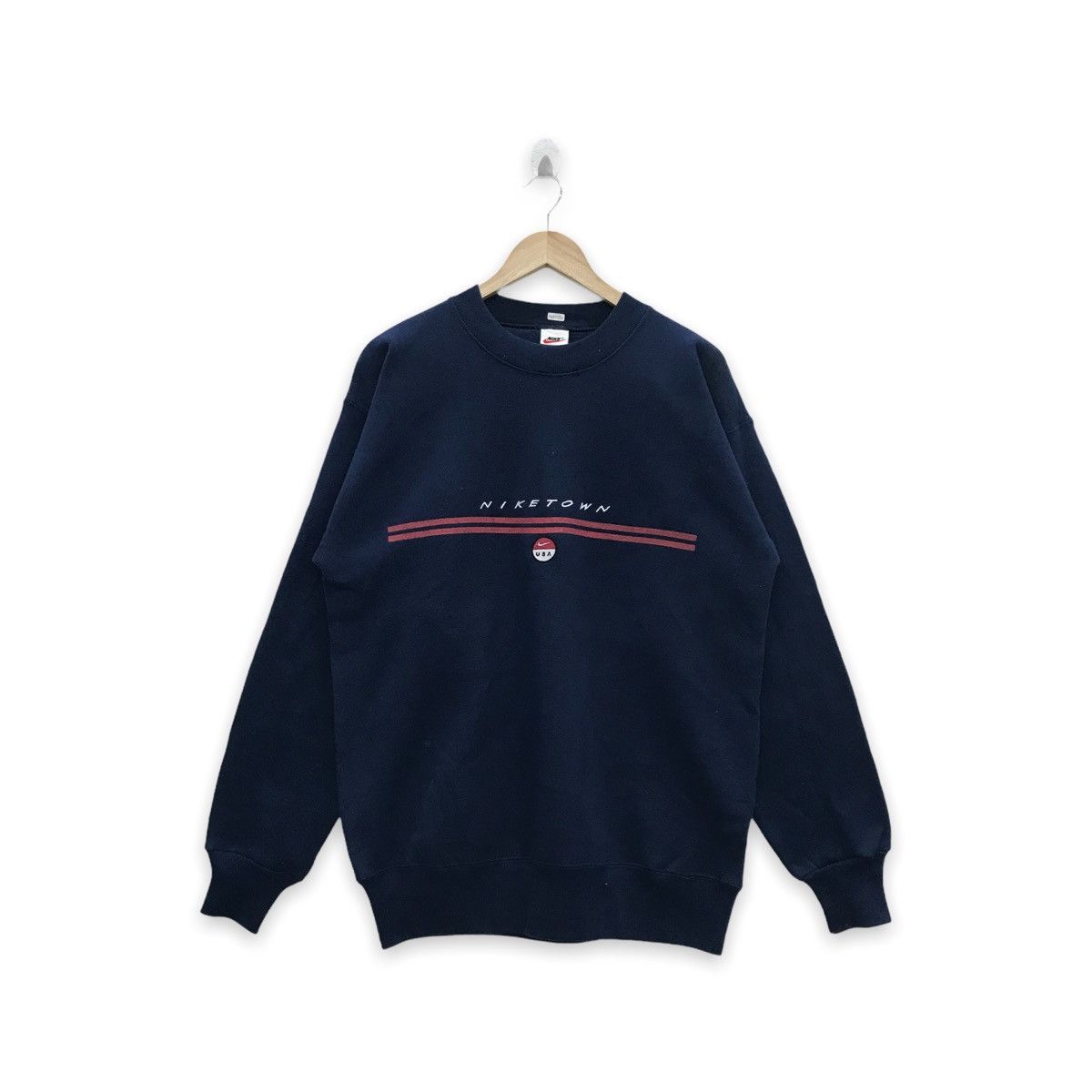 image of Vintage Nike Sweatshirt Niketown Usa in Blue, Men's (Size Large)