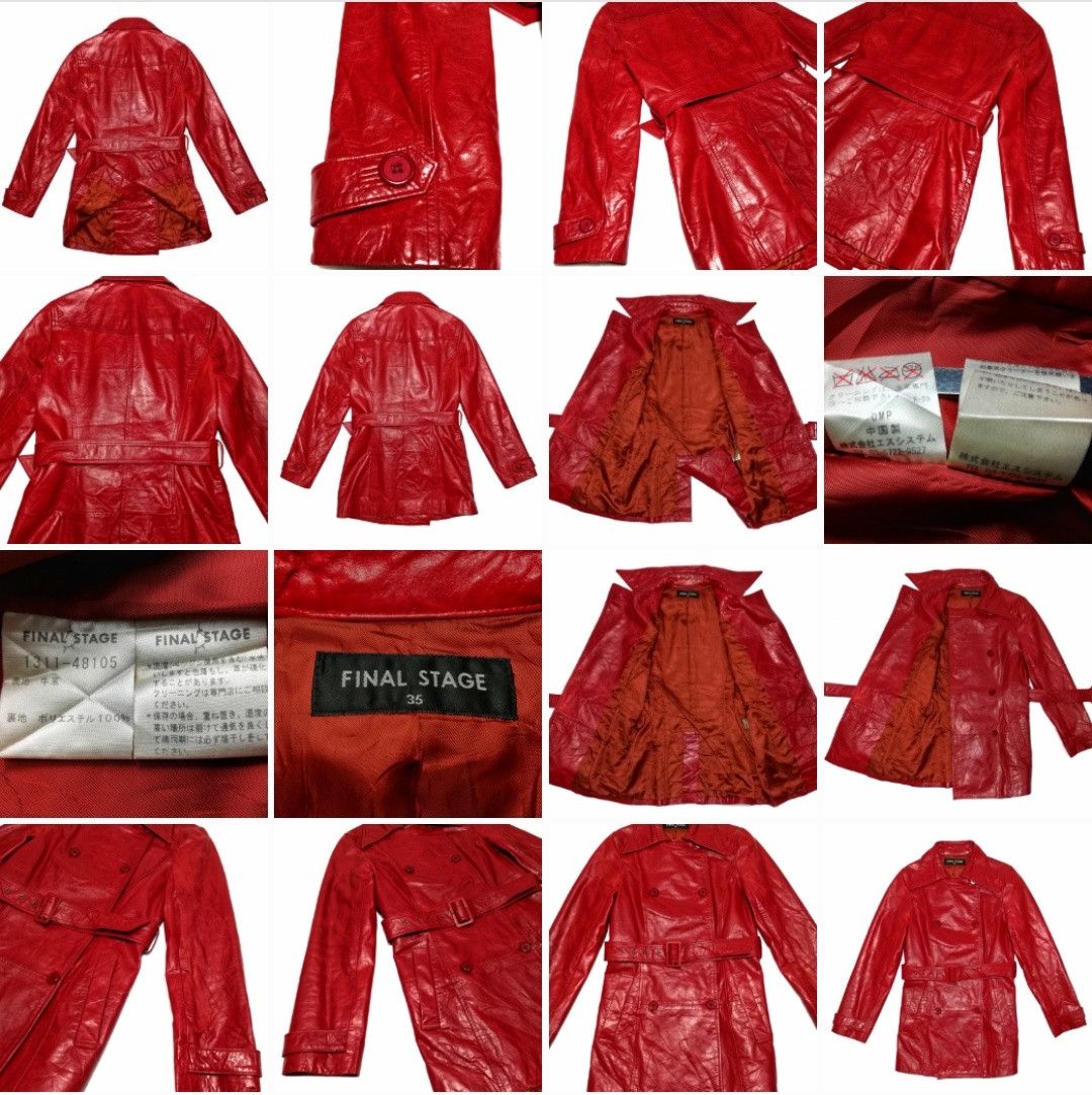 Designer × Japanese Brand 🔥Final Stage Double Breast Red Leather Trenchcoat🔥 Size US XXS / EU 40 - 17 Thumbnail