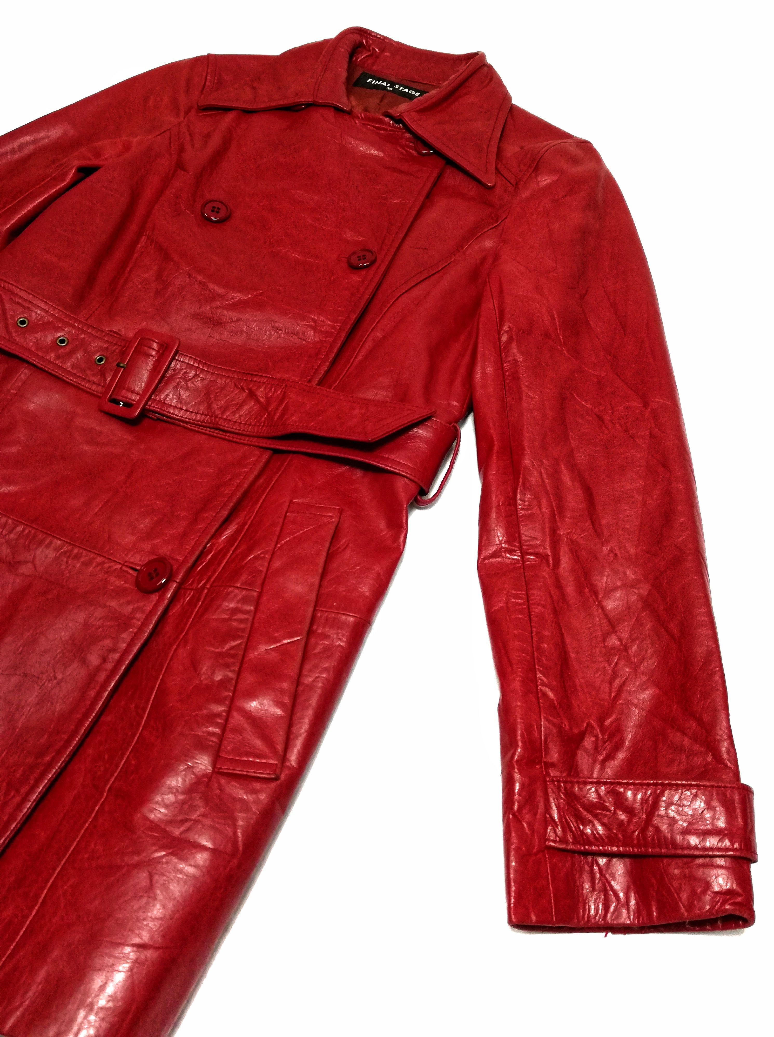 Designer × Japanese Brand 🔥Final Stage Double Breast Red Leather Trenchcoat🔥 Size US XXS / EU 40 - 5 Thumbnail