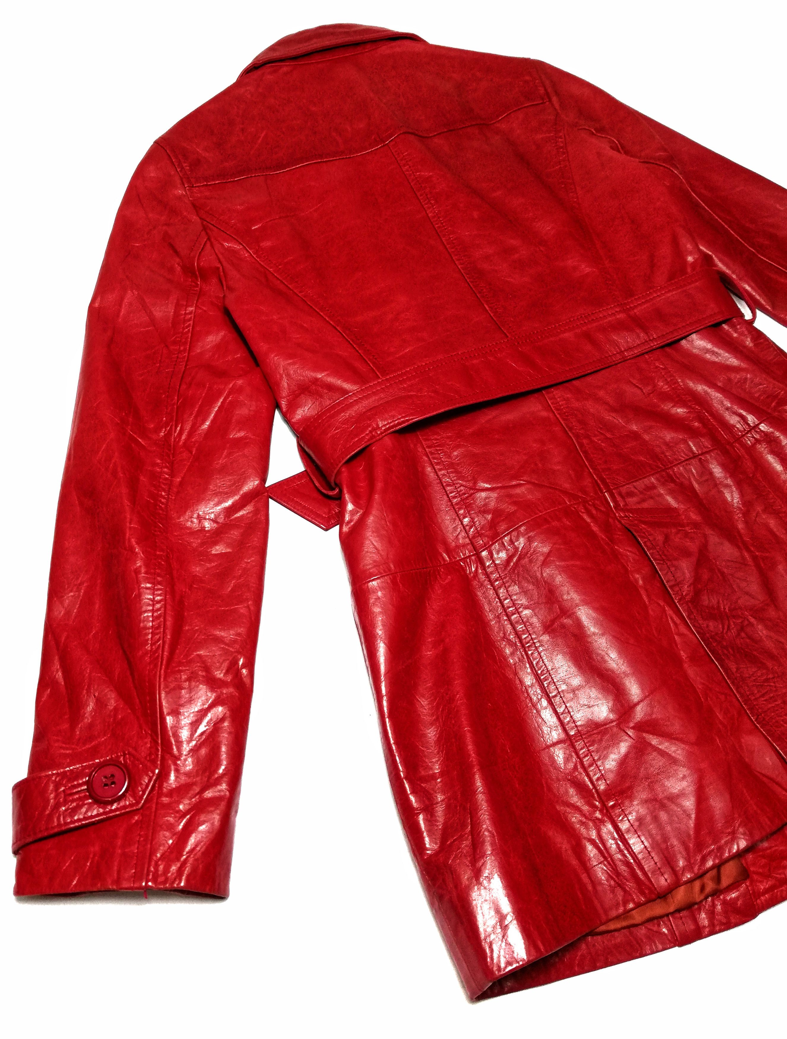 Designer × Japanese Brand 🔥Final Stage Double Breast Red Leather Trenchcoat🔥 Size US XXS / EU 40 - 13 Thumbnail