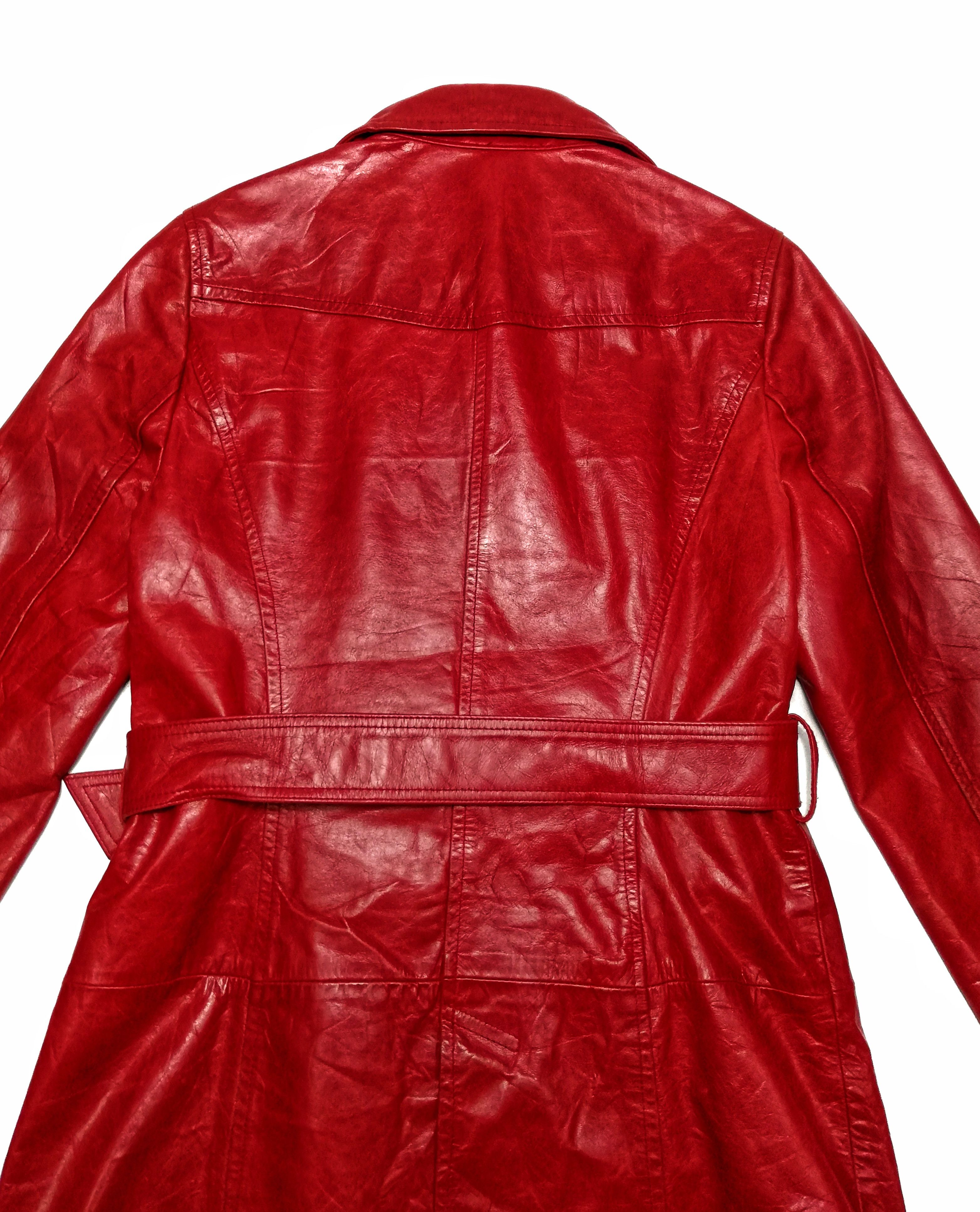 Designer × Japanese Brand 🔥Final Stage Double Breast Red Leather Trenchcoat🔥 Size US XXS / EU 40 - 12 Thumbnail