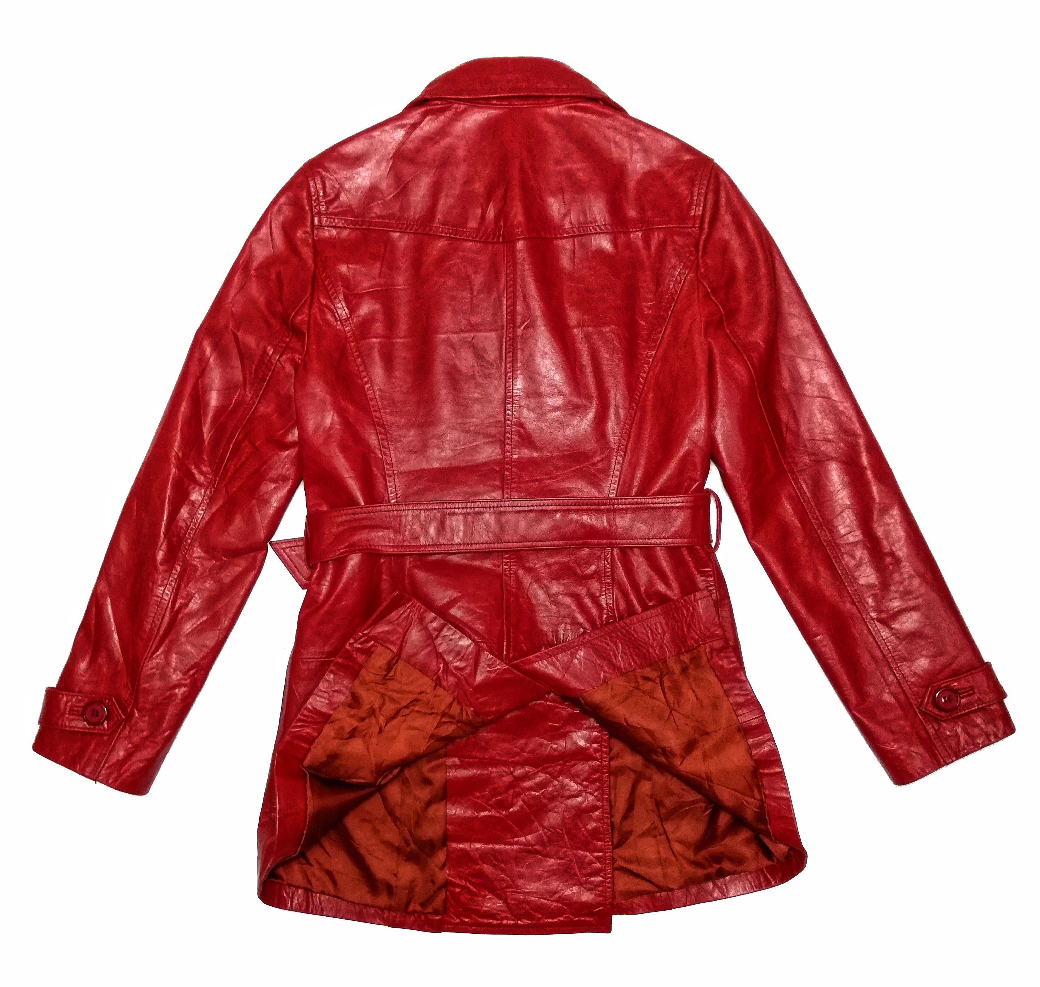 Designer × Japanese Brand 🔥Final Stage Double Breast Red Leather Trenchcoat🔥 Size US XXS / EU 40 - 16 Thumbnail