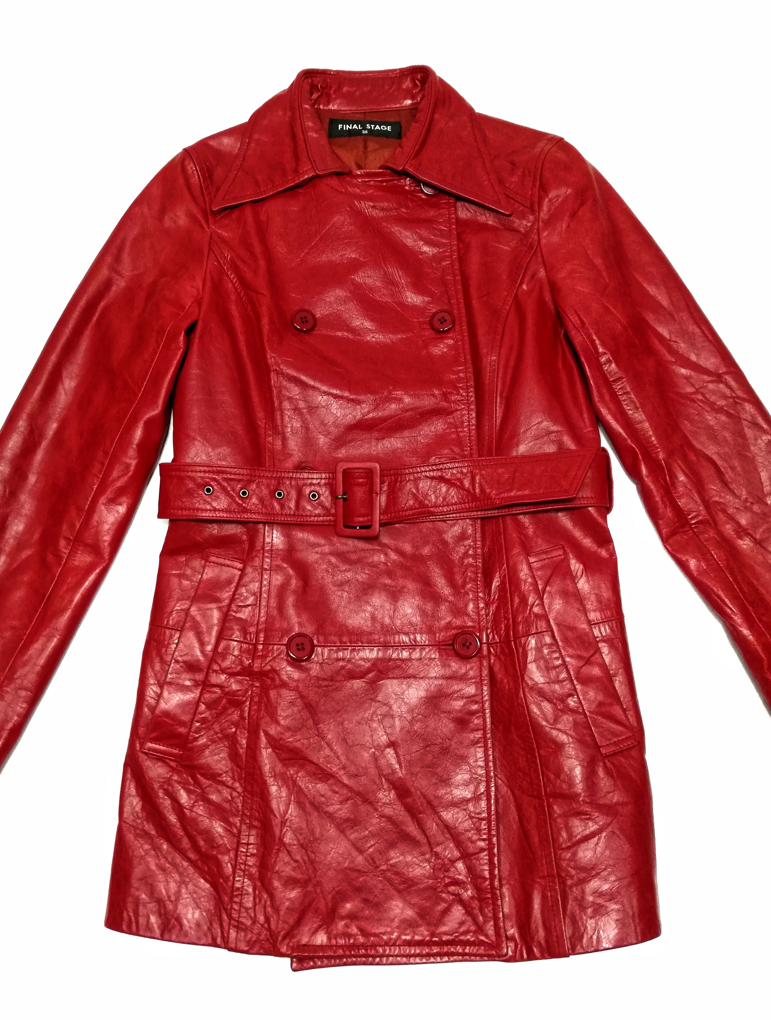 Designer × Japanese Brand 🔥Final Stage Double Breast Red Leather Trenchcoat🔥 Size US XXS / EU 40 - 3 Thumbnail