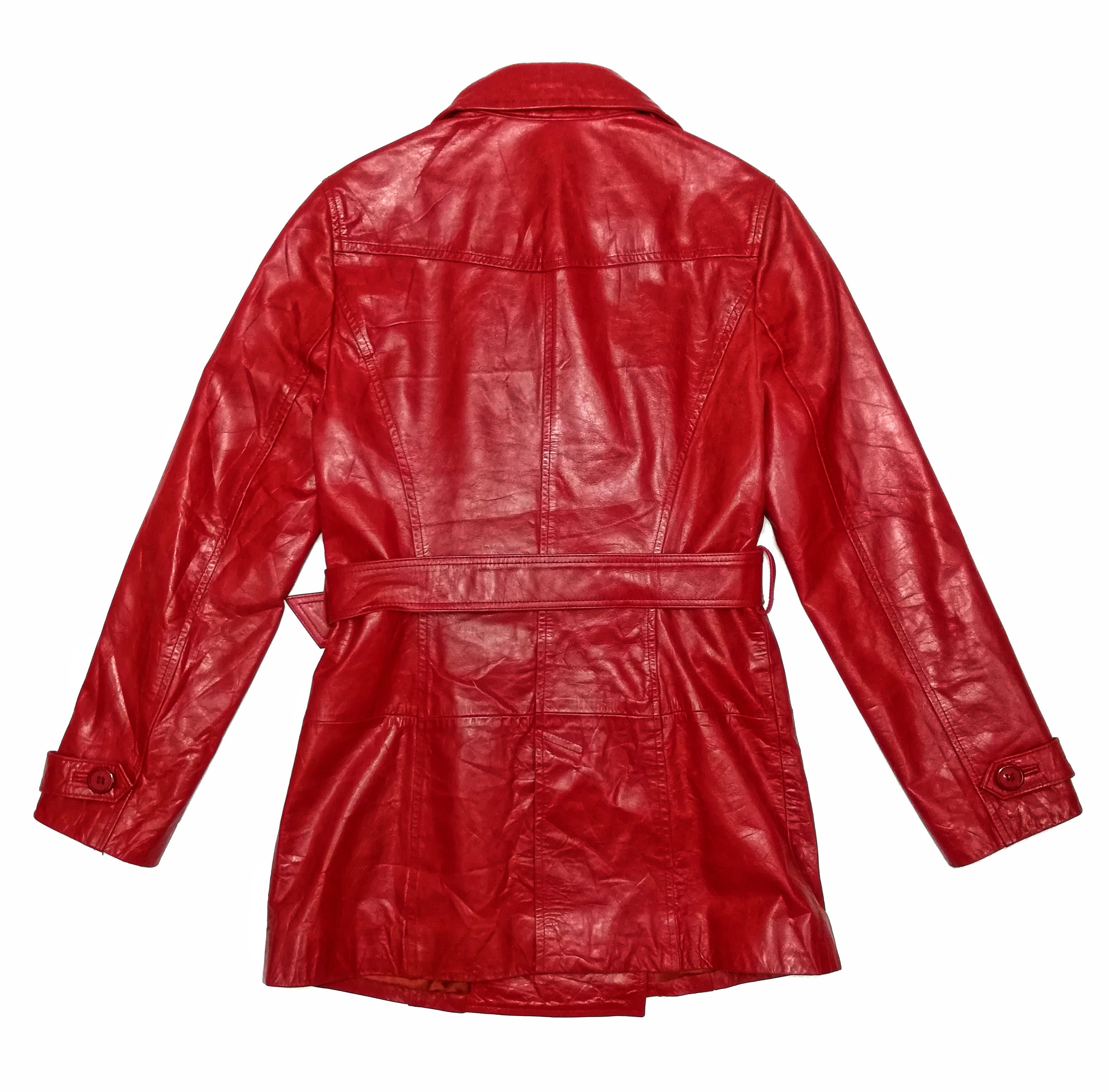 Designer × Japanese Brand 🔥Final Stage Double Breast Red Leather Trenchcoat🔥 Size US XXS / EU 40 - 11 Thumbnail