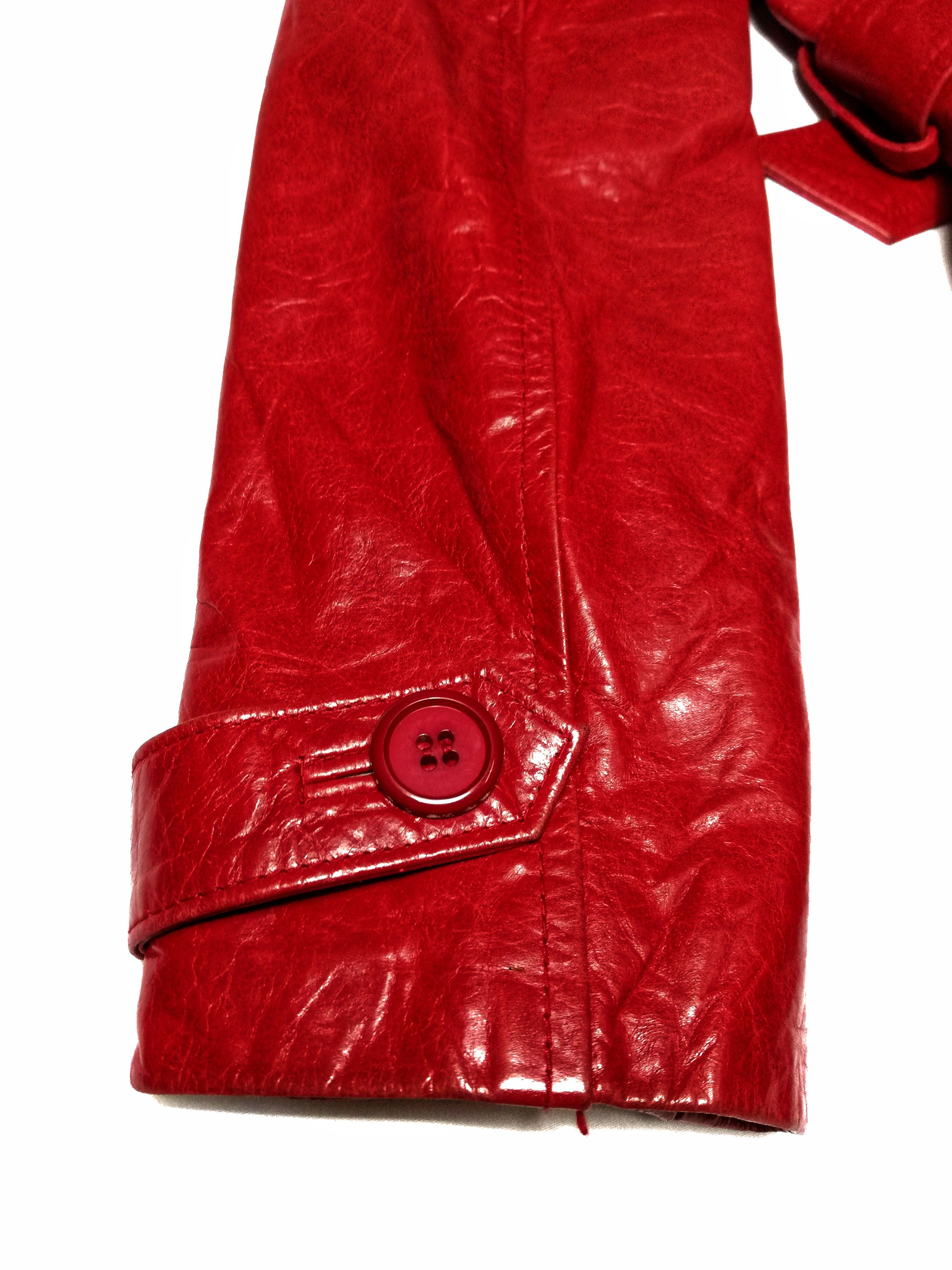 Designer × Japanese Brand 🔥Final Stage Double Breast Red Leather Trenchcoat🔥 Size US XXS / EU 40 - 15 Thumbnail