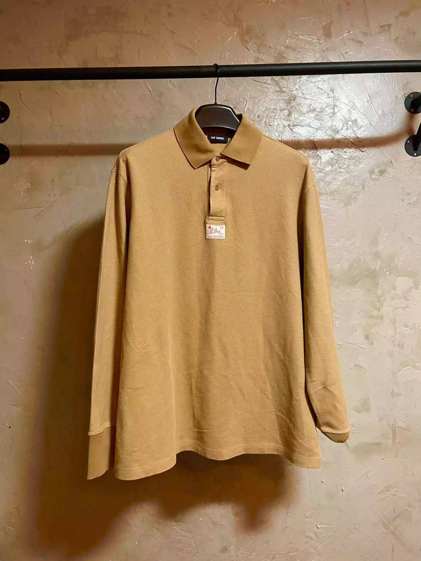 RAF SIMONS coffee polo long sleeve silhouette sweatshirt