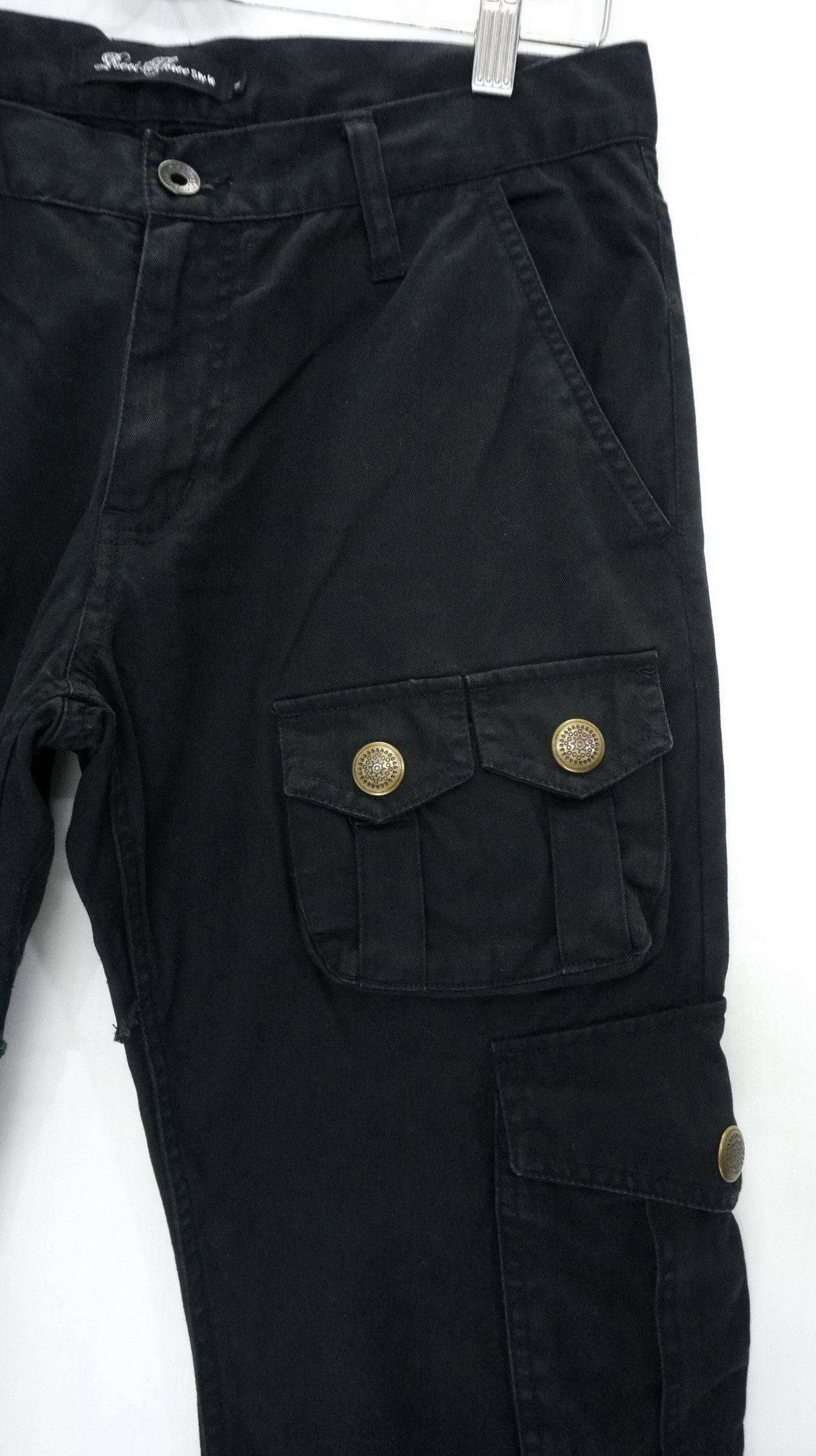 Japanese Brand 🇯🇵 ROOT THREE 🇯🇵 Low Rise Flared Leg Black Cargo Pants Size US 30 / EU 46 - 5 Thumbnail