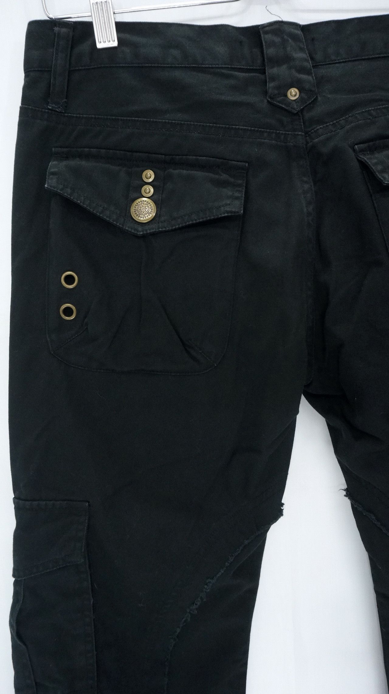 Japanese Brand 🇯🇵 ROOT THREE 🇯🇵 Low Rise Flared Leg Black Cargo Pants Size US 30 / EU 46 - 10 Thumbnail