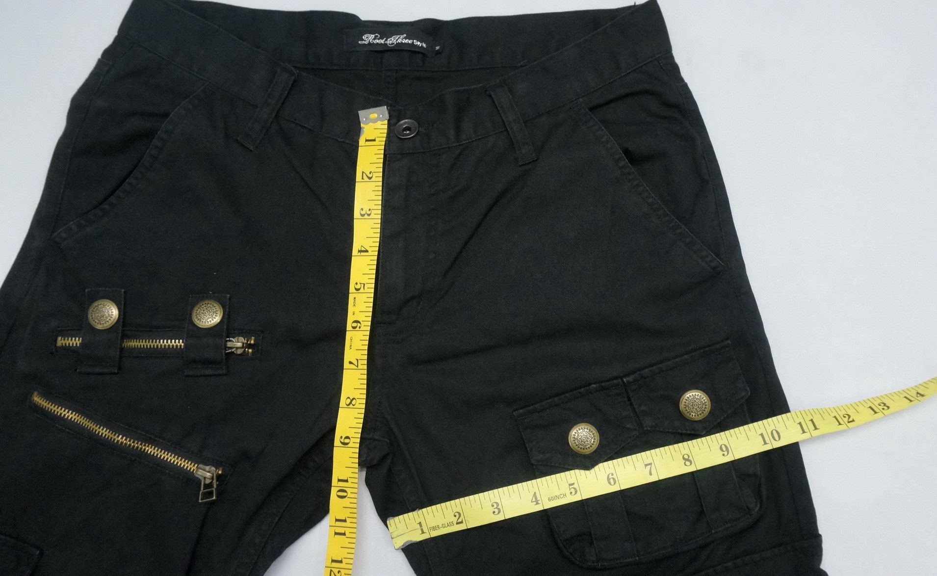 Japanese Brand 🇯🇵 ROOT THREE 🇯🇵 Low Rise Flared Leg Black Cargo Pants Size US 30 / EU 46 - 17 Thumbnail