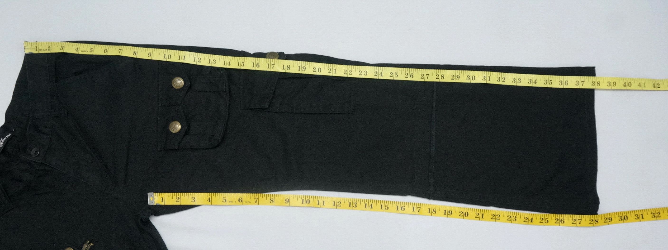 Japanese Brand 🇯🇵 ROOT THREE 🇯🇵 Low Rise Flared Leg Black Cargo Pants Size US 30 / EU 46 - 18 Thumbnail