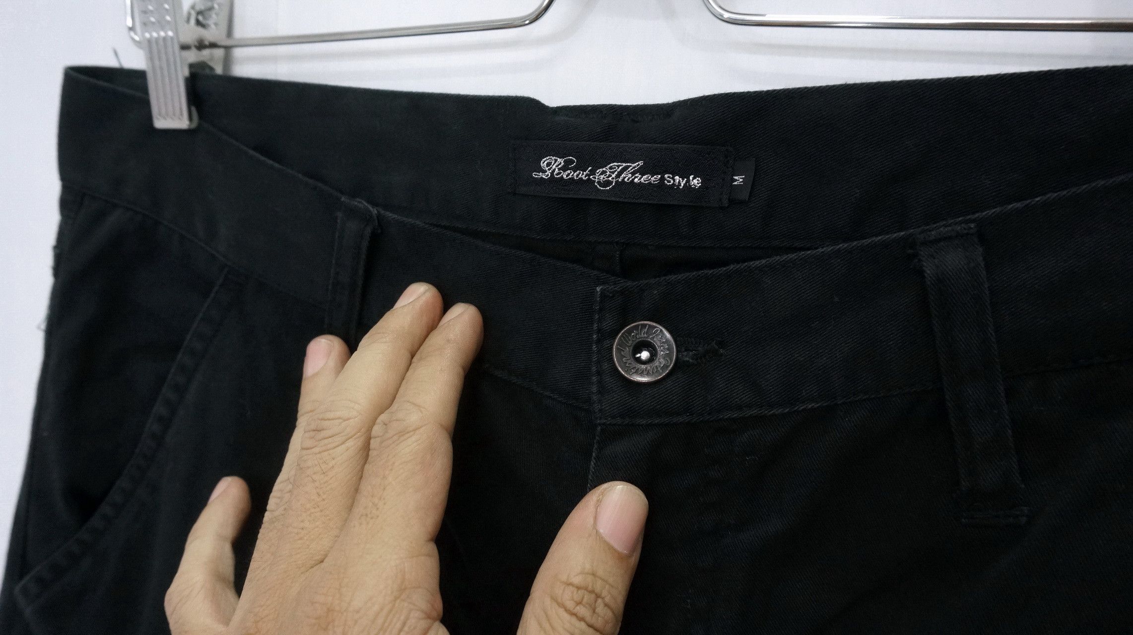 Japanese Brand 🇯🇵 ROOT THREE 🇯🇵 Low Rise Flared Leg Black Cargo Pants Size US 30 / EU 46 - 12 Thumbnail