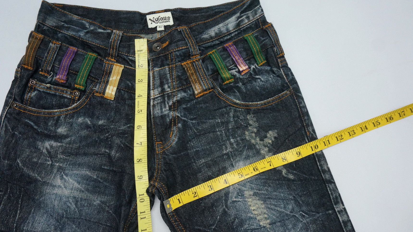 Japanese Brand NYLAUS DARK INDIGO Acid Wash Double Waist Jeans Size US 29 - 11 Thumbnail
