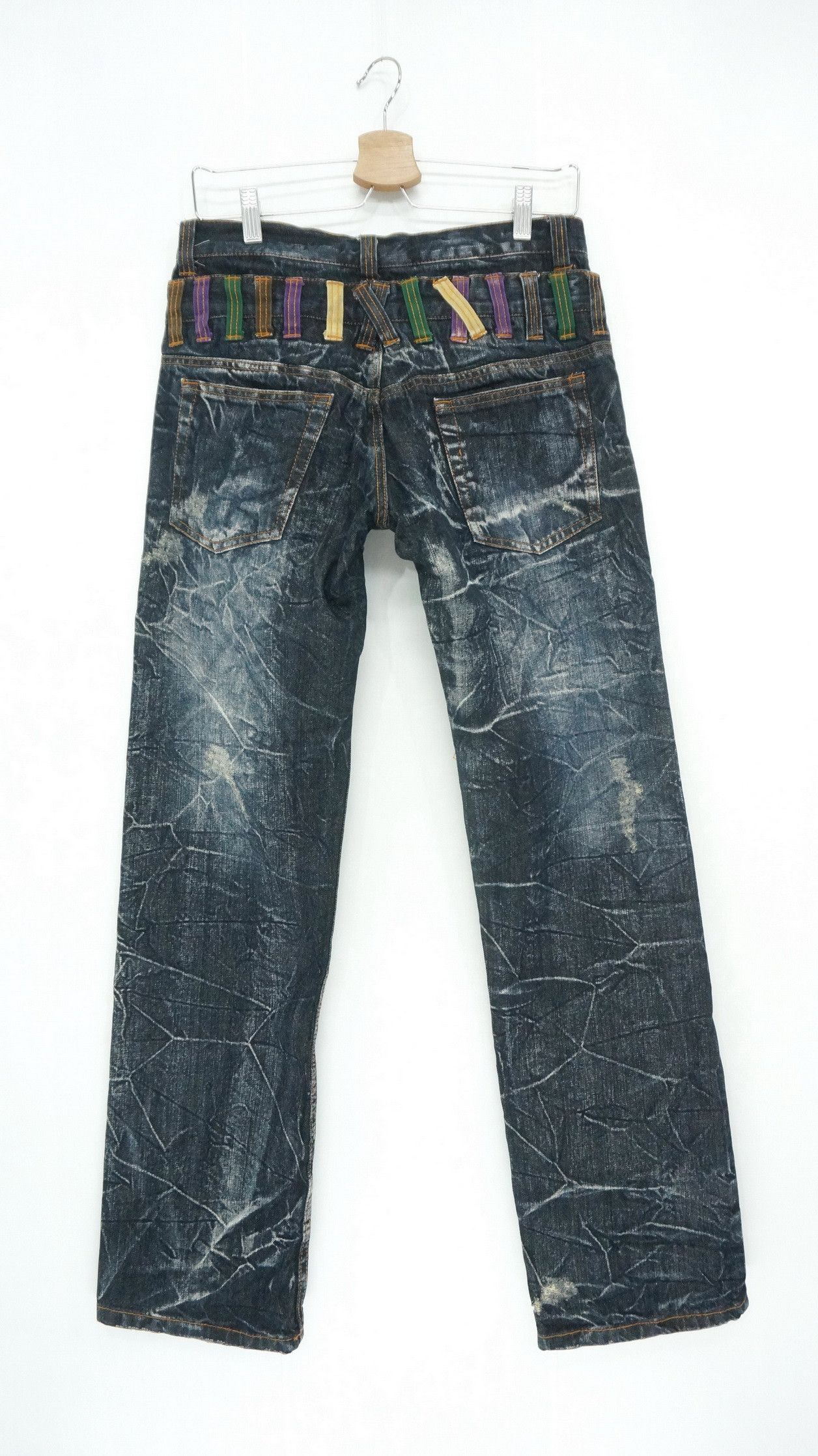 Japanese Brand NYLAUS DARK INDIGO Acid Wash Double Waist Jeans Size US 29 - 1 Thumbnail
