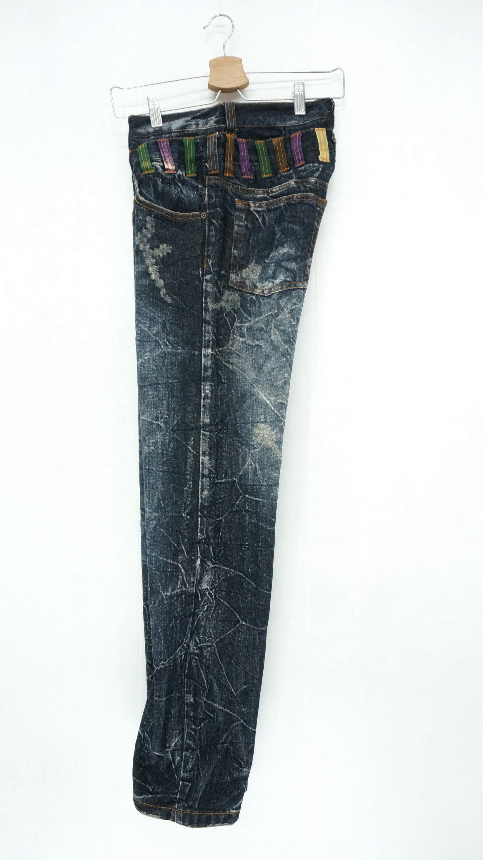 Japanese Brand NYLAUS DARK INDIGO Acid Wash Double Waist Jeans Size US 29 - 8 Thumbnail