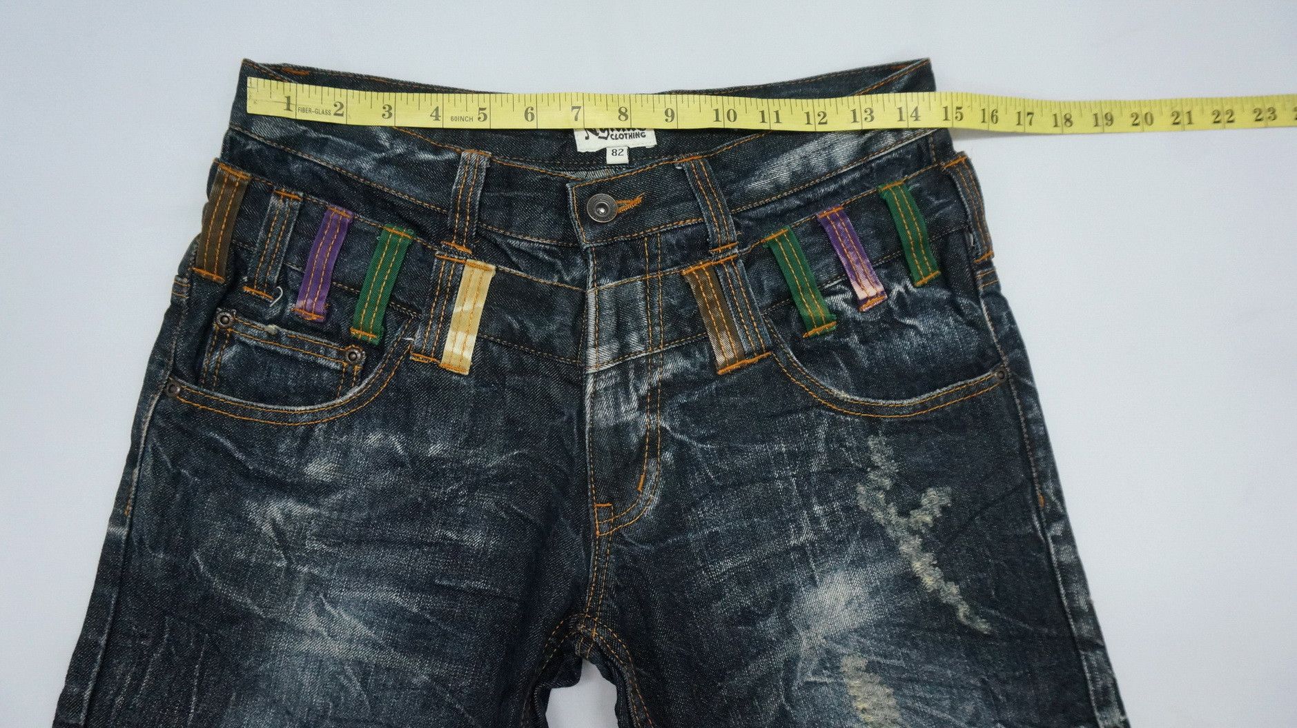 Japanese Brand NYLAUS DARK INDIGO Acid Wash Double Waist Jeans Size US 29 - 10 Thumbnail