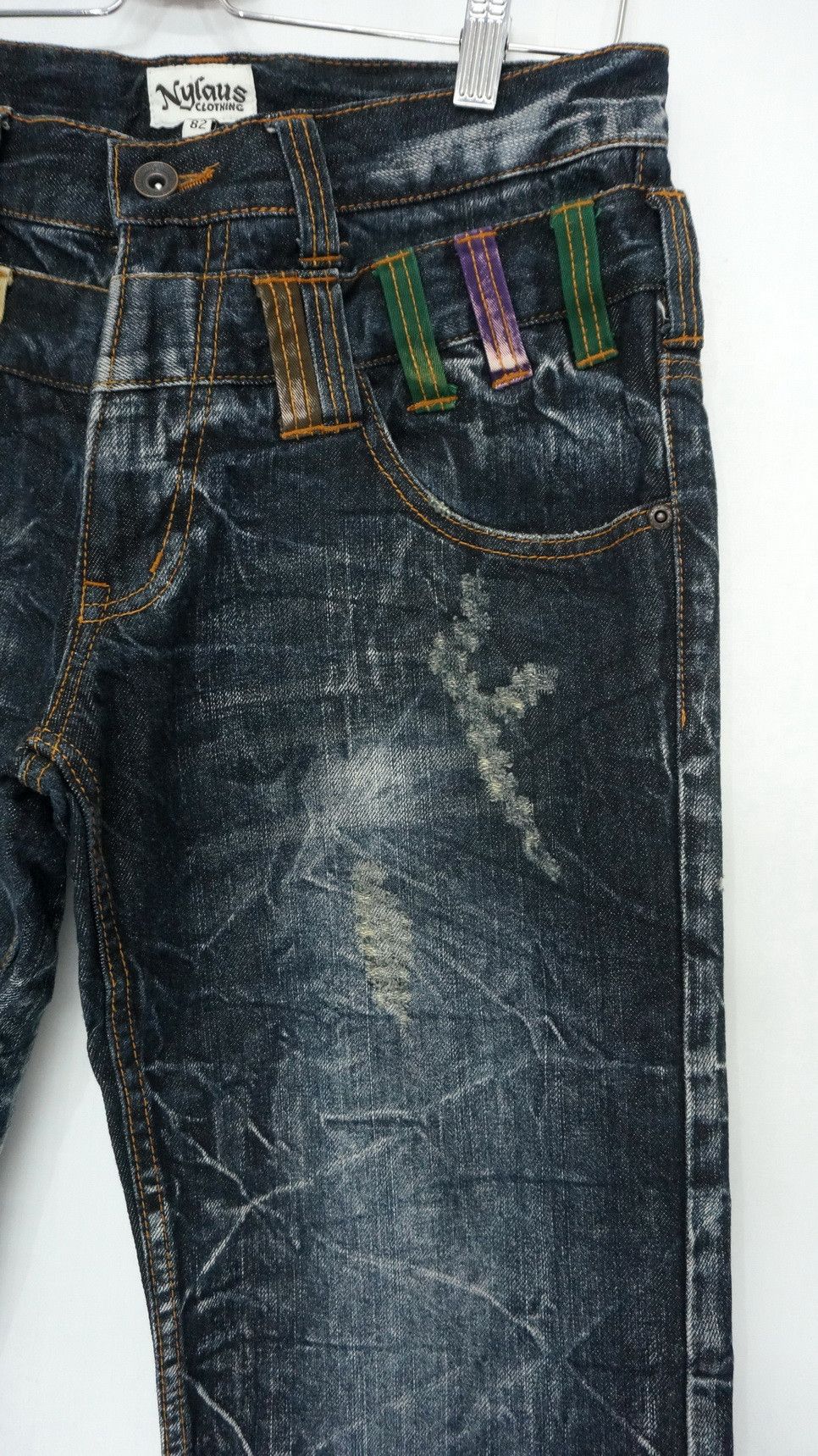 Japanese Brand NYLAUS DARK INDIGO Acid Wash Double Waist Jeans Size US 29 - 6 Thumbnail