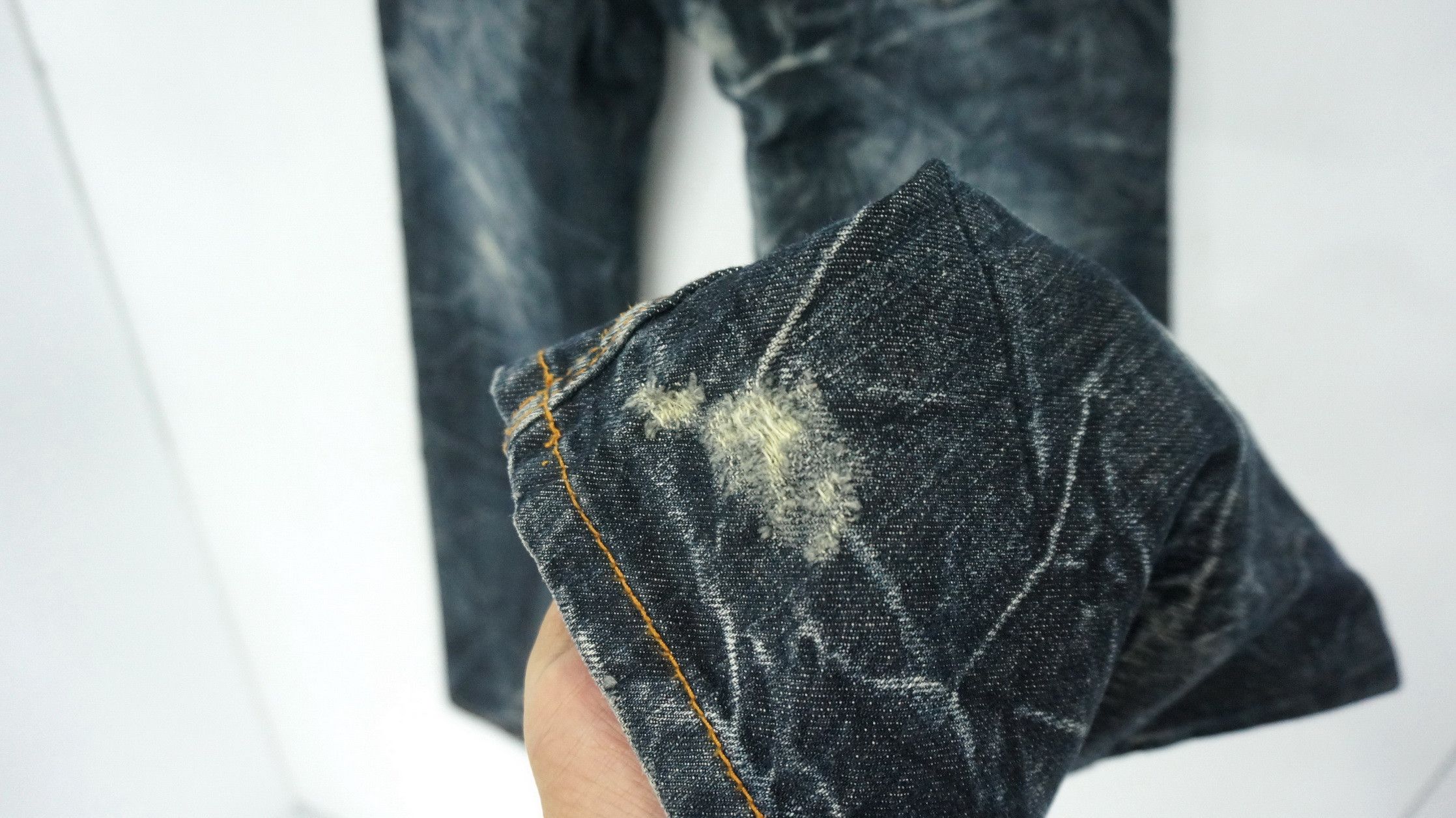 Japanese Brand NYLAUS DARK INDIGO Acid Wash Double Waist Jeans Size US 29 - 16 Thumbnail