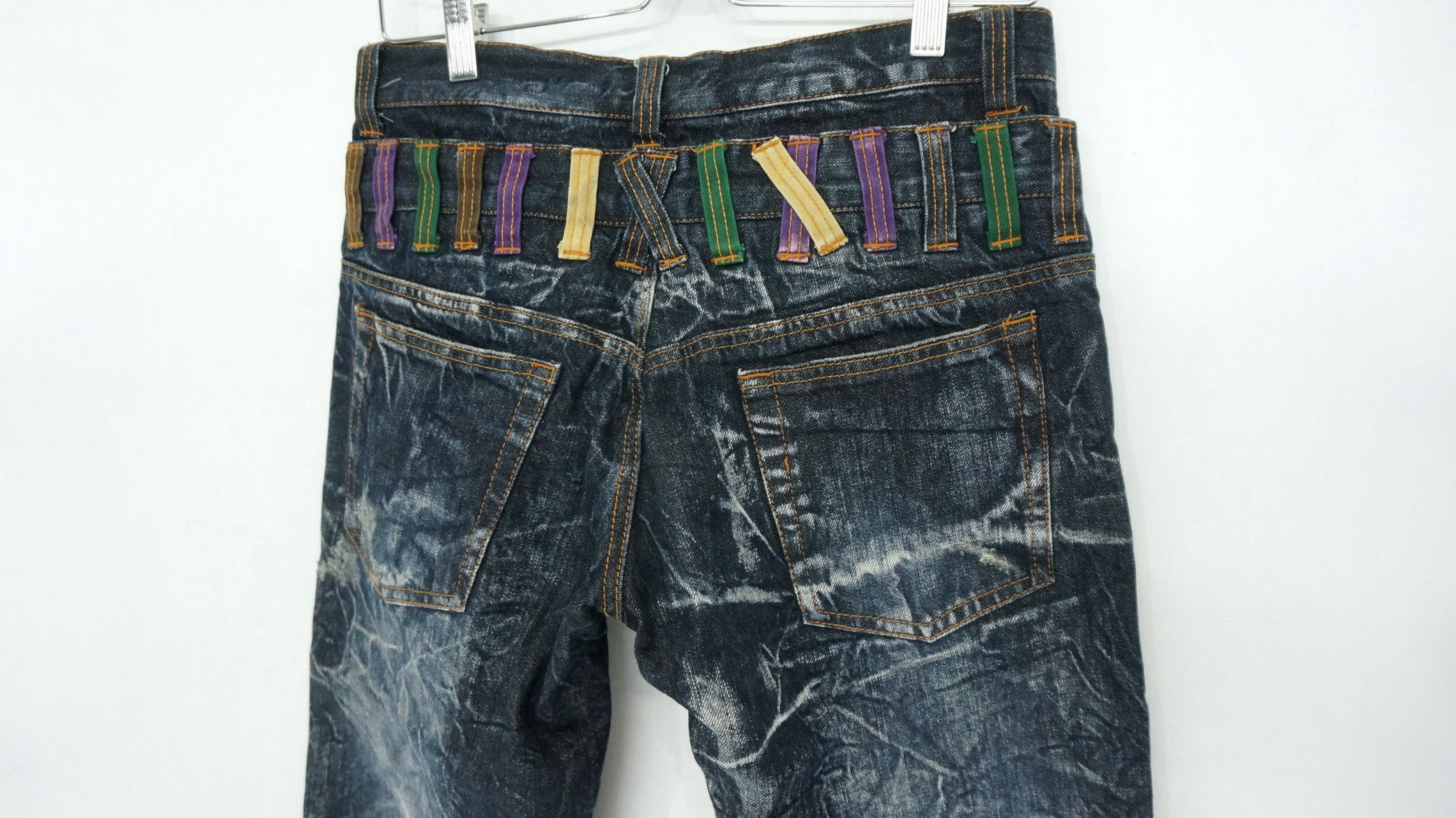 Japanese Brand NYLAUS DARK INDIGO Acid Wash Double Waist Jeans Size US 29 - 3 Thumbnail