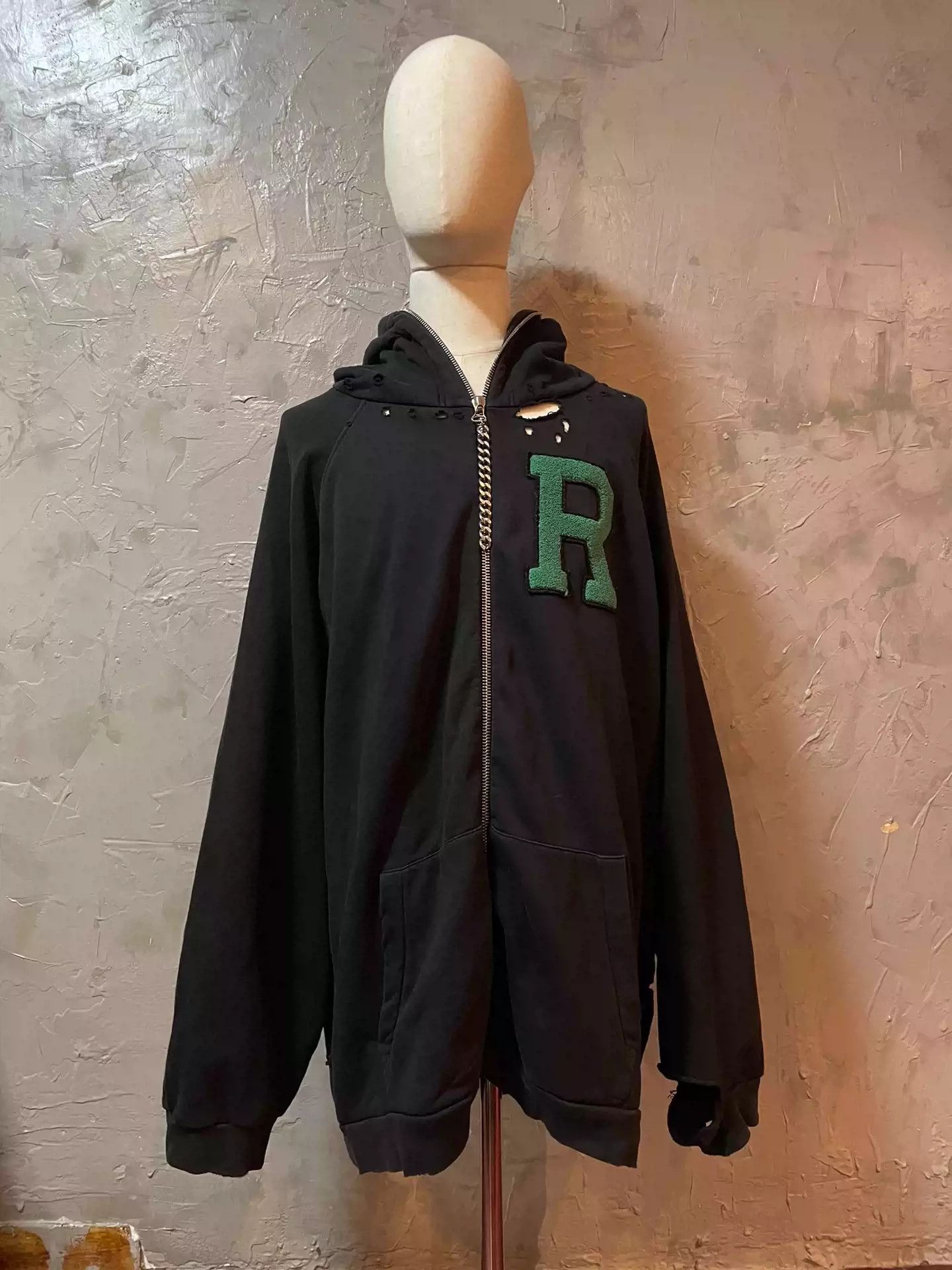 Raf Simons raf simons flocked zipper buster hoodie Size US L / EU 52-54 / 3 - 9 Thumbnail