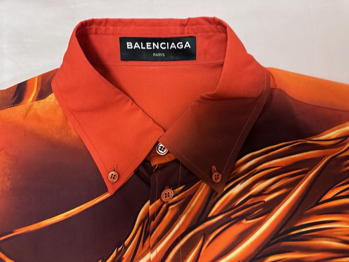 Balenciaga Balenciaga 18SS Oversize Dragon Shirt in Orange Size US S / EU 44-46 / 1 - 5 Thumbnail