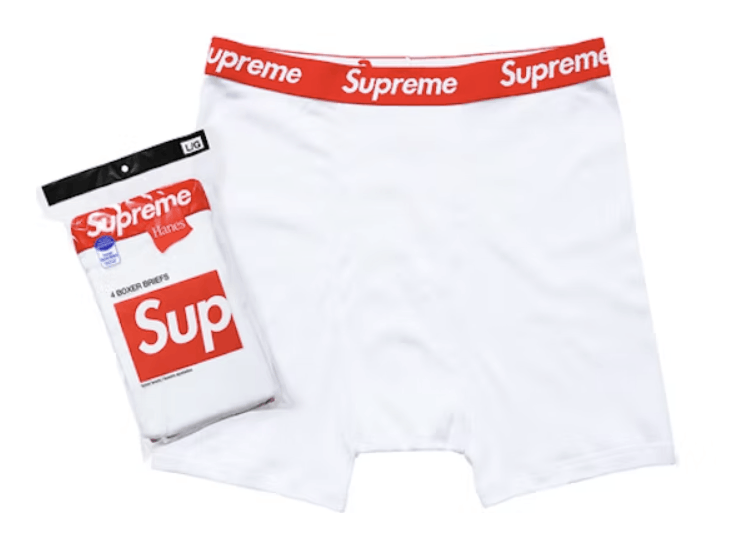 Hanes × Supreme Supreme Hanes Boxer Briefs (4 Pack) White Size M Size ONE SIZE - 1 Thumbnail