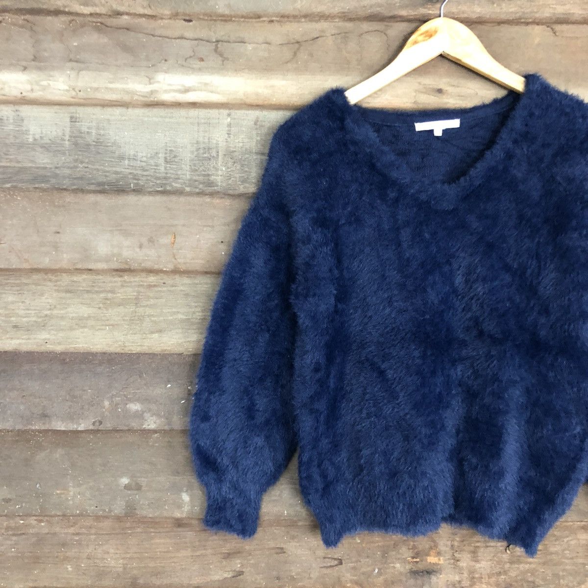 Homespun Knitwear DLL Japan Dark Blue Mohair Shag Shaggy Knitwear #c1109 Size S / US 4 / IT 40 - 7 Thumbnail