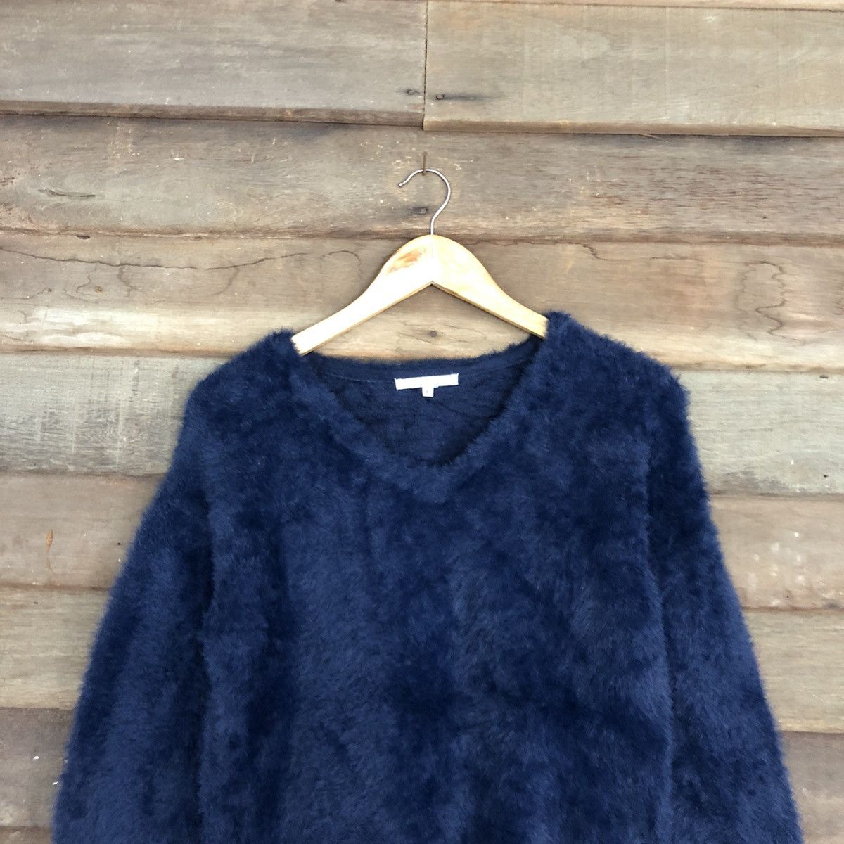 Homespun Knitwear DLL Japan Dark Blue Mohair Shag Shaggy Knitwear #c1109 Size S / US 4 / IT 40 - 2 Thumbnail