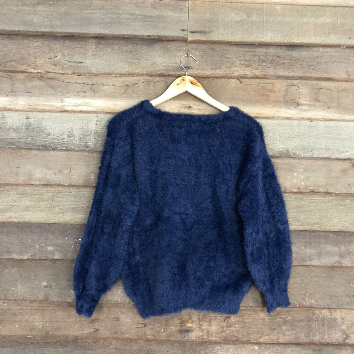 Homespun Knitwear DLL Japan Dark Blue Mohair Shag Shaggy Knitwear #c1109 Size S / US 4 / IT 40 - 11 Thumbnail