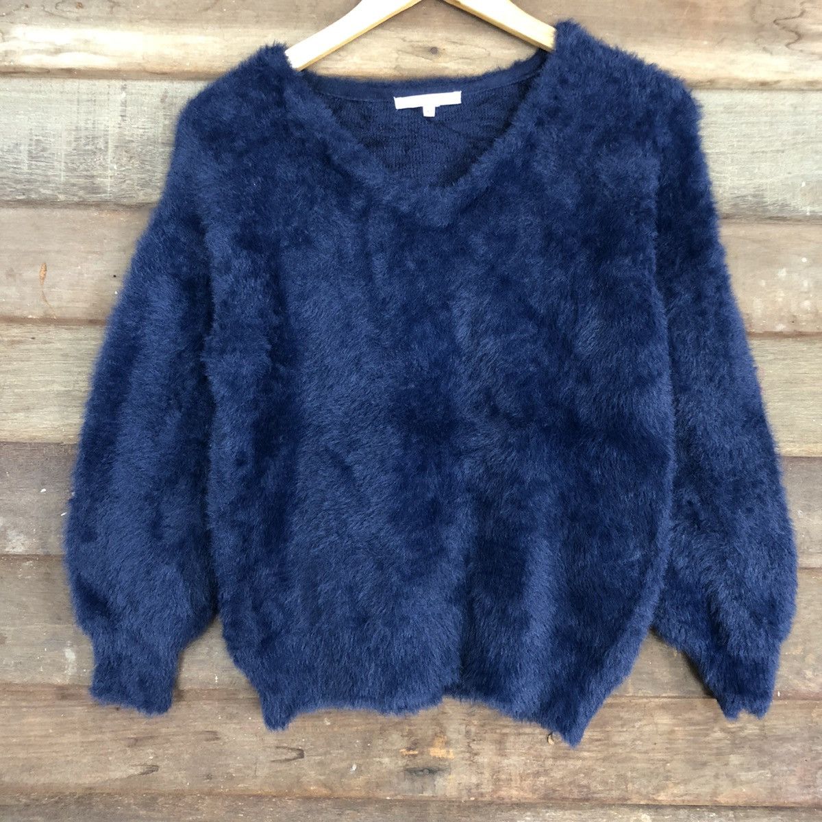 Homespun Knitwear DLL Japan Dark Blue Mohair Shag Shaggy Knitwear #c1109 Size S / US 4 / IT 40 - 8 Thumbnail