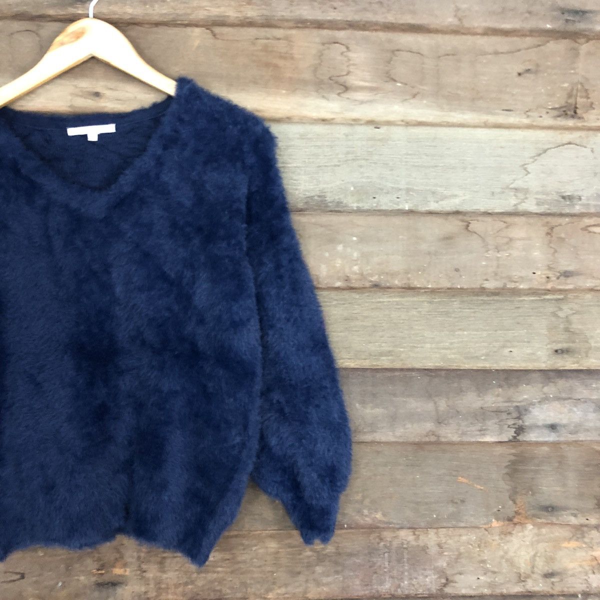 Homespun Knitwear DLL Japan Dark Blue Mohair Shag Shaggy Knitwear #c1109 Size S / US 4 / IT 40 - 5 Thumbnail