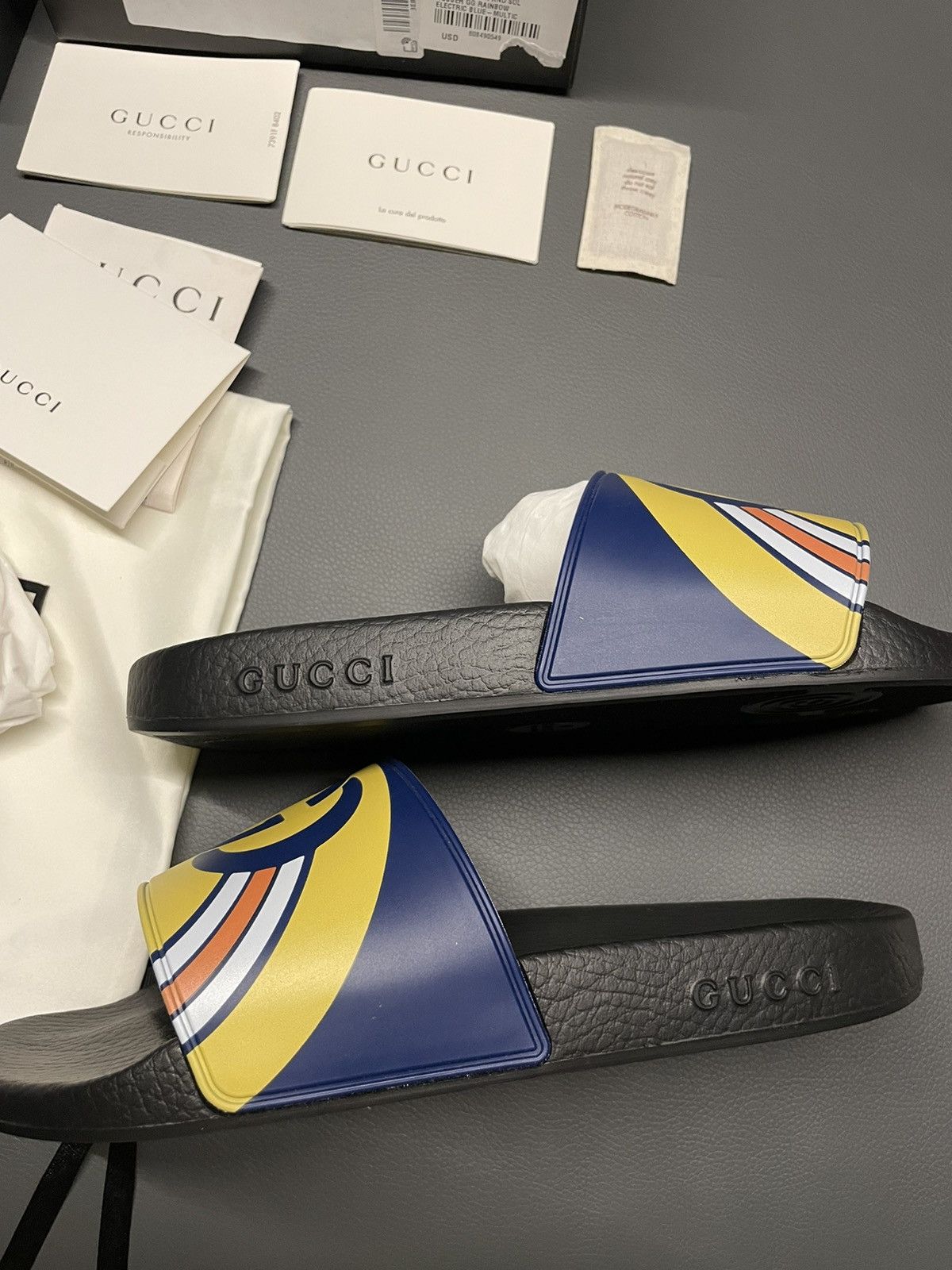 Gucci Iconic Runway Rare Gucci Logo Slides Sandal Slip on Shoes Size US 10.5 / EU 43-44 - 16 Thumbnail