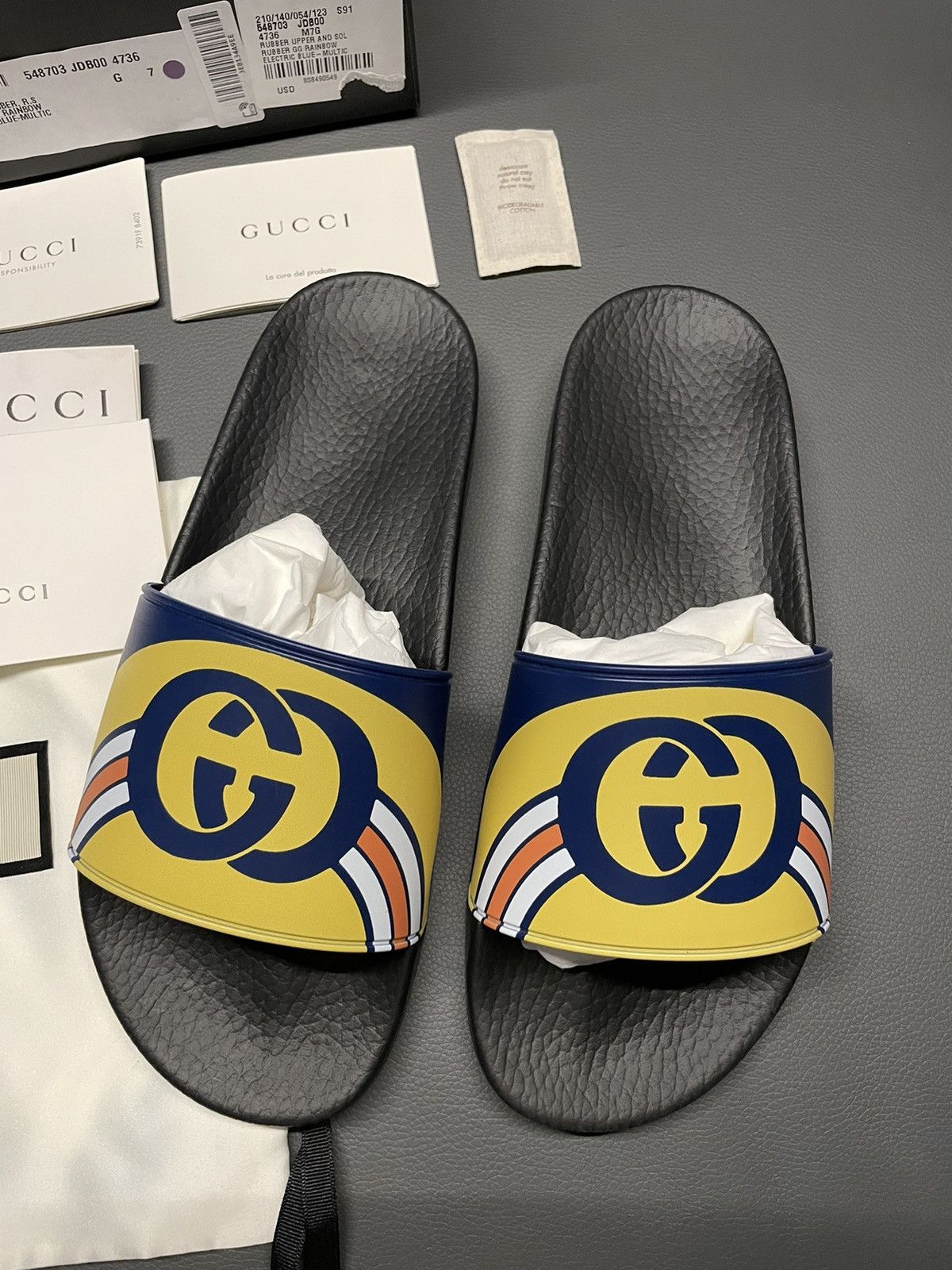 Gucci Iconic Runway Rare Gucci Logo Slides Sandal Slip on Shoes Size US 10.5 / EU 43-44 - 15 Thumbnail