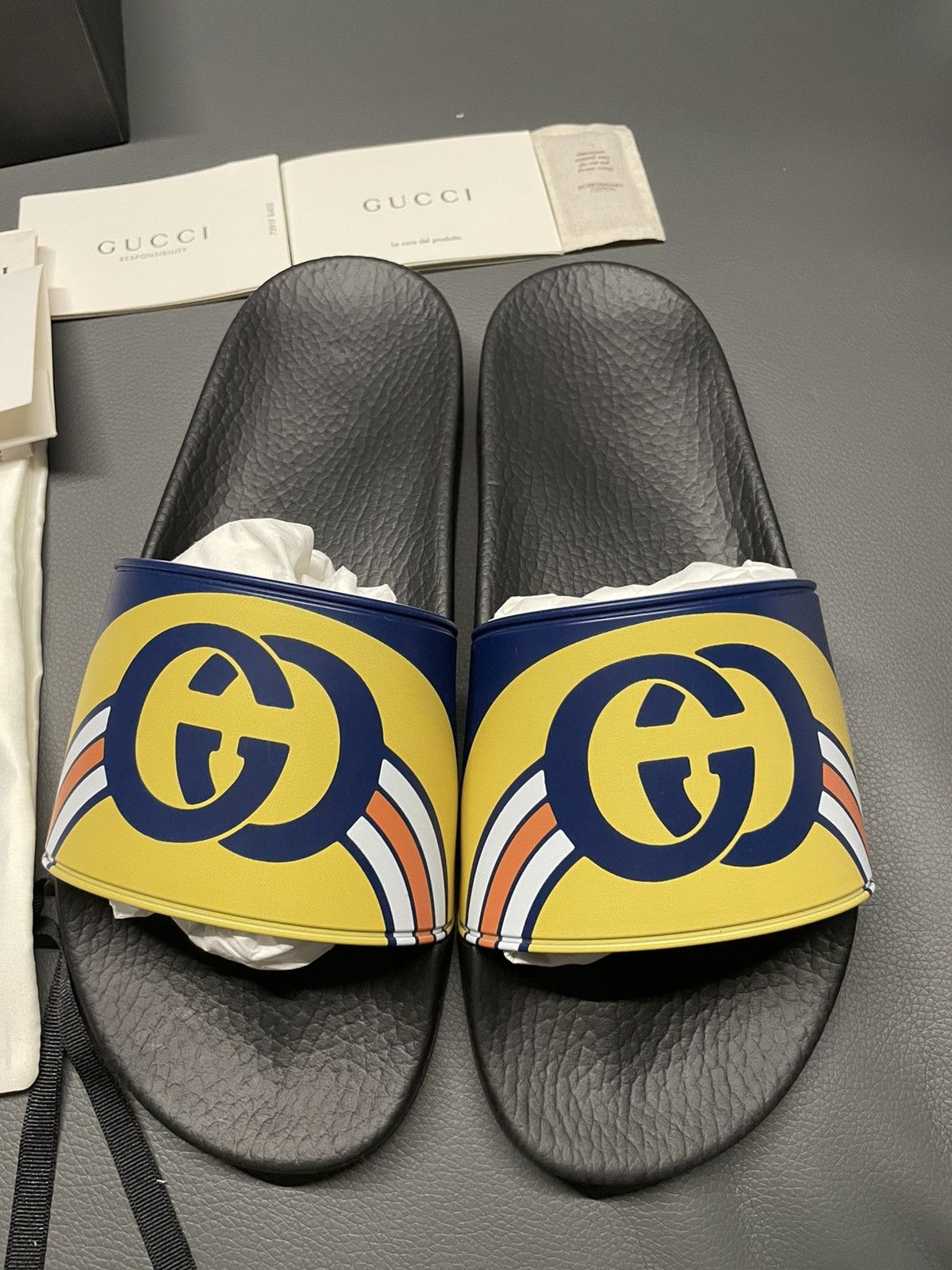 Gucci Iconic Runway Rare Gucci Logo Slides Sandal Slip on Shoes Size US 10.5 / EU 43-44 - 17 Thumbnail