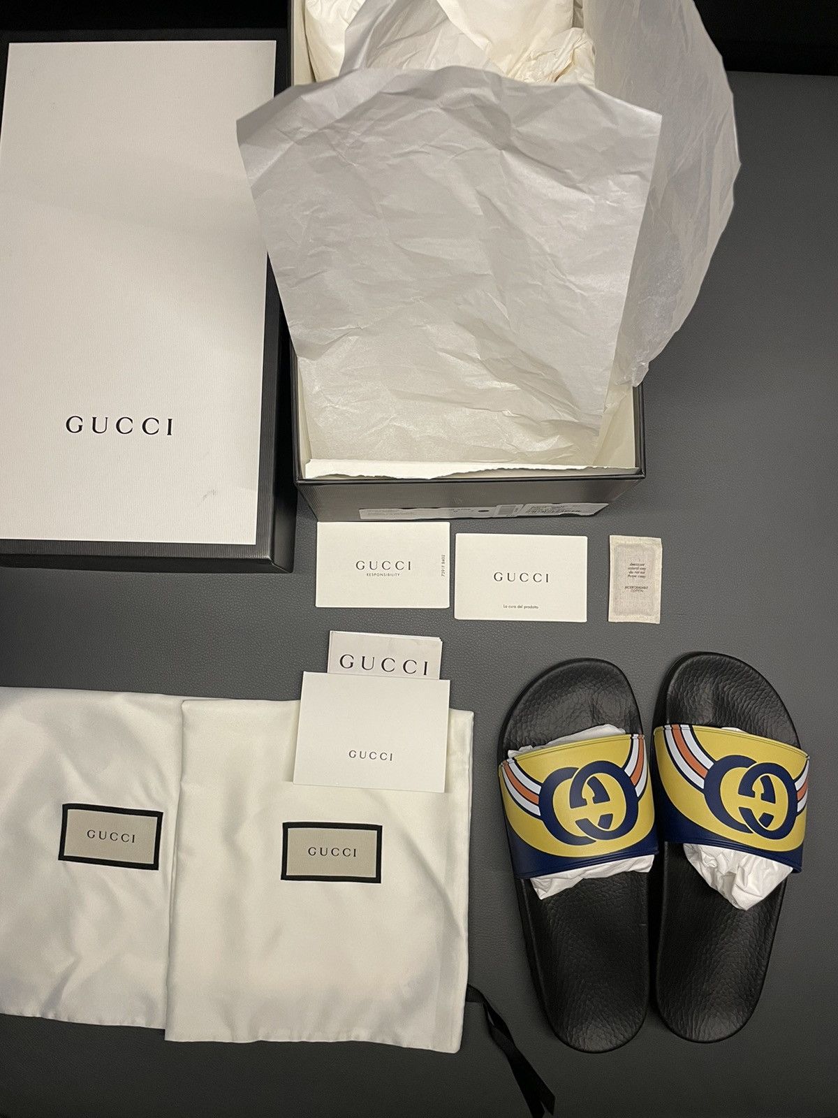 Gucci Iconic Runway Rare Gucci Logo Slides Sandal Slip on Shoes Size US 10.5 / EU 43-44 - 14 Thumbnail