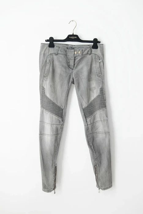 Balmain 2012 grey biker jeans Size 28" / US 6 / IT 42 - 1 Thumbnail
