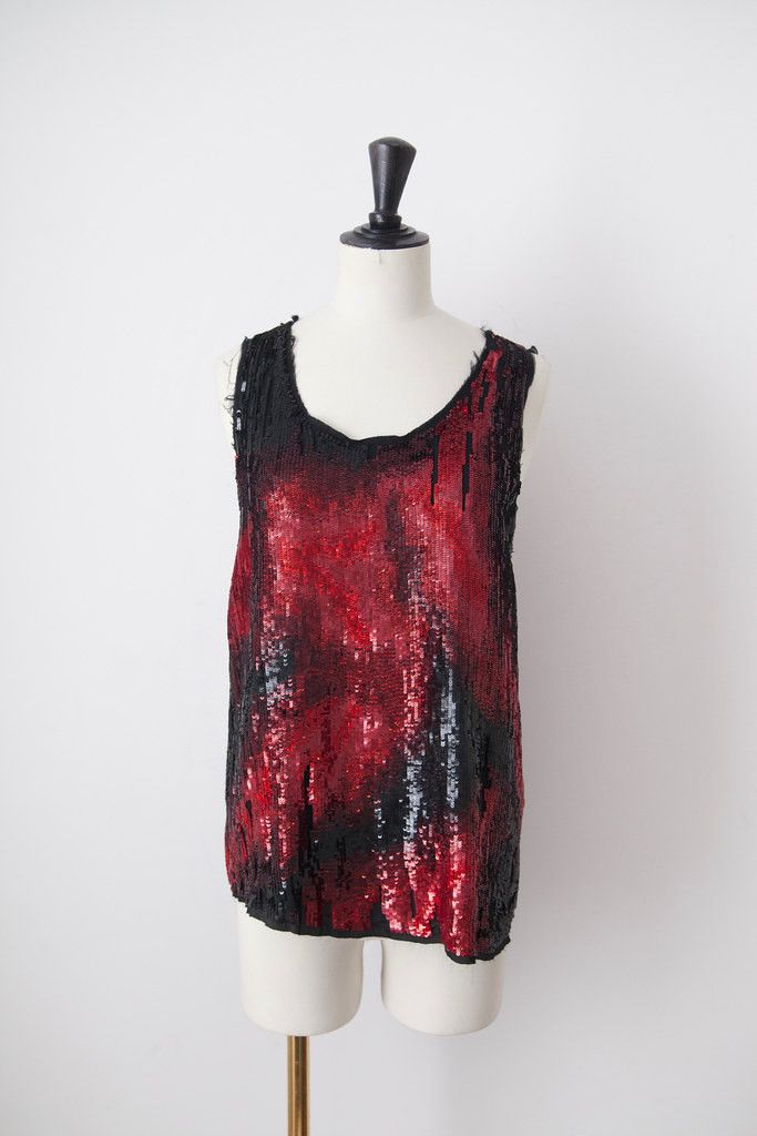 image of Balmain Aw10 Sequin Top in Red, Women's (Size Small)